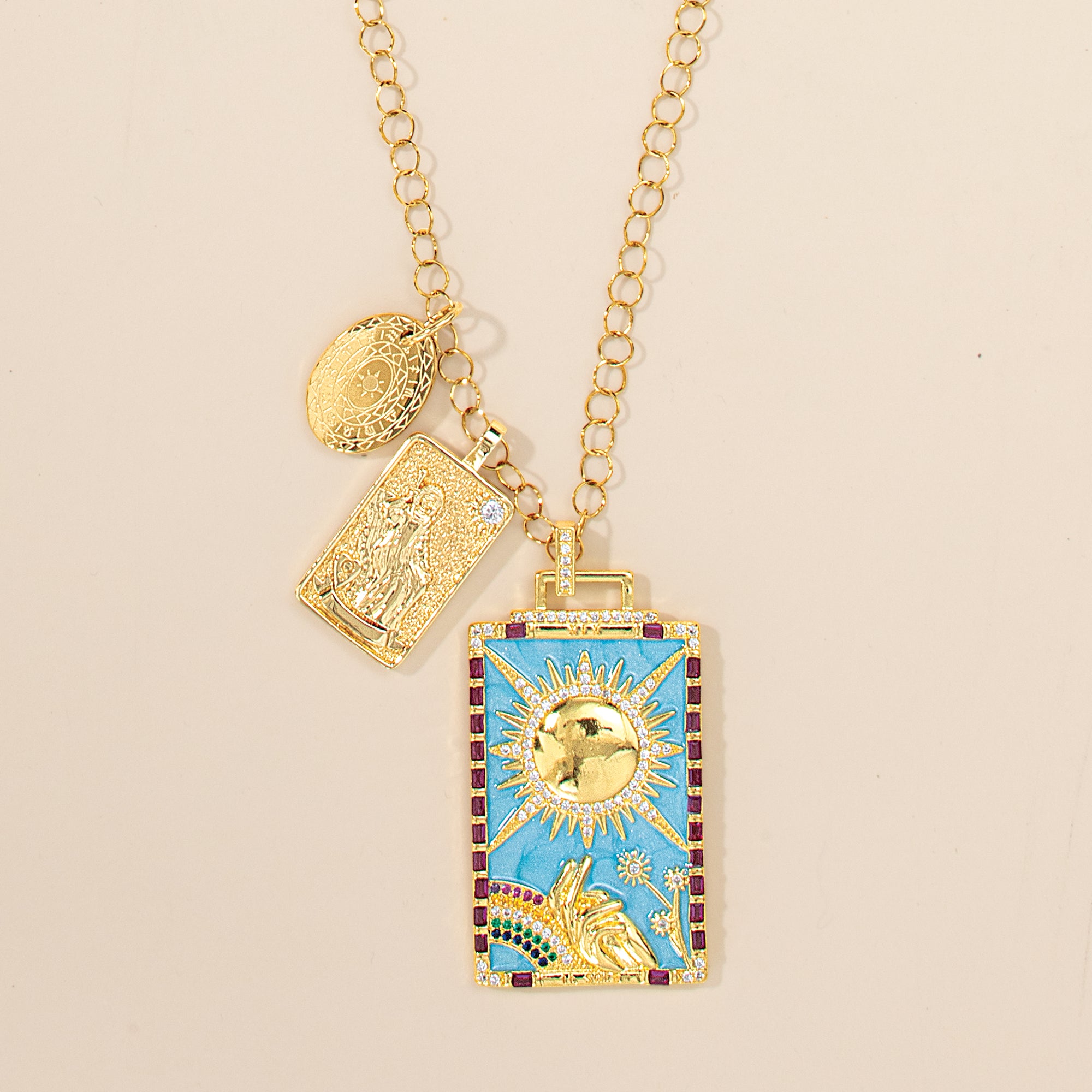 Crystal Tarot Pendant Sun Necklace