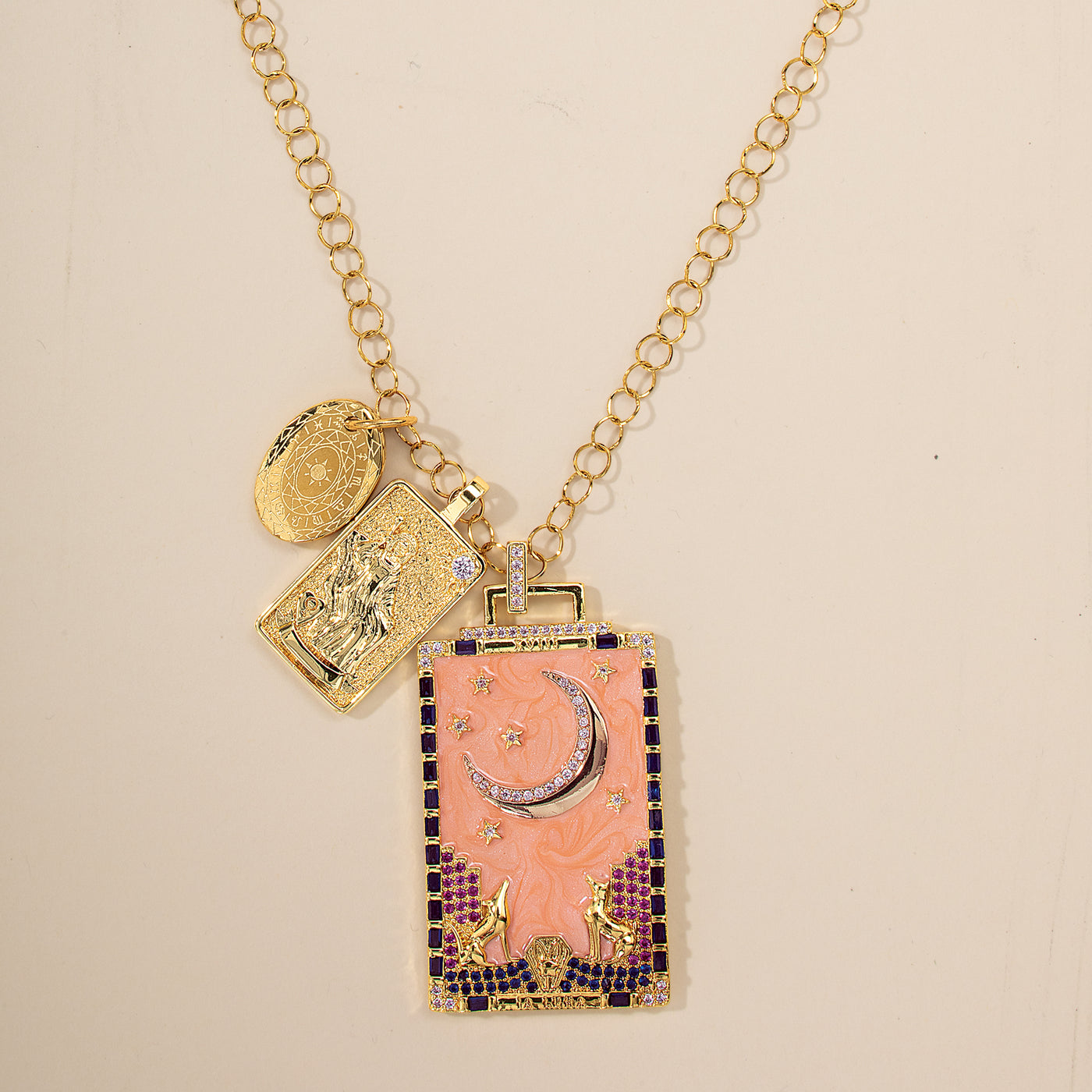 Crystal Tarot Pendant Moon Necklace