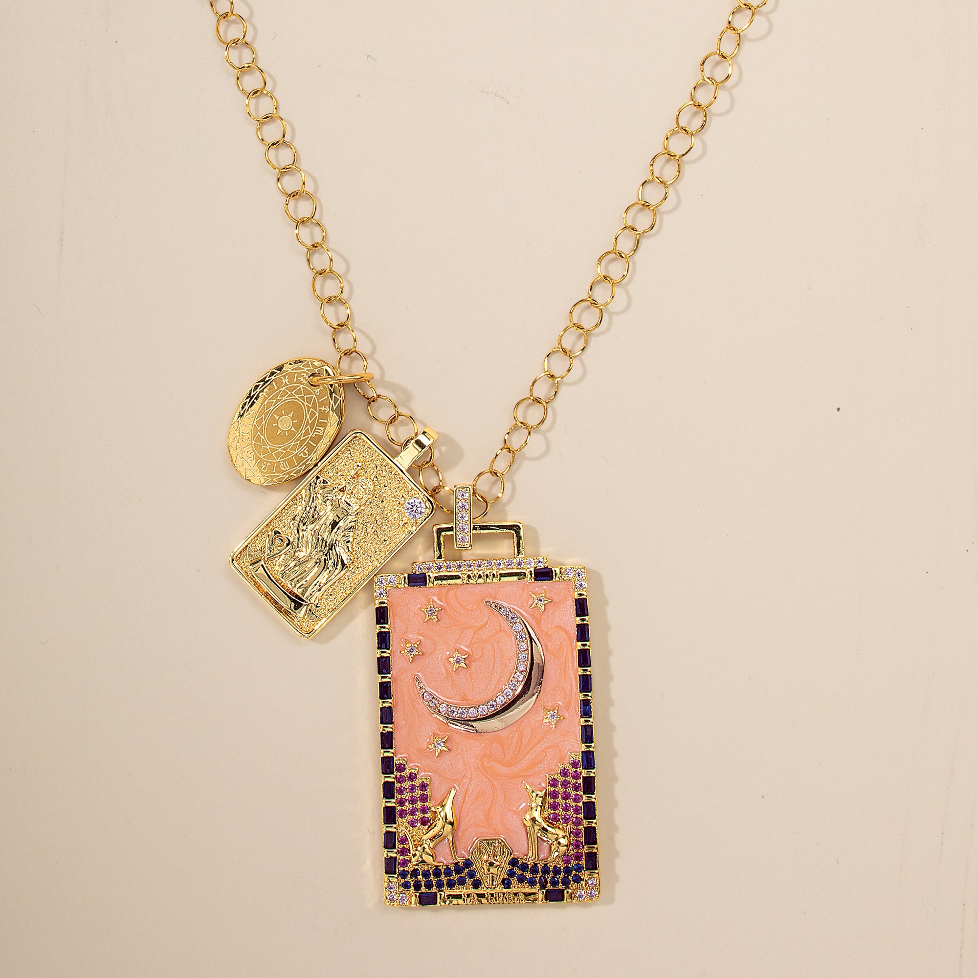 Crystal Tarot Pendant Moon Necklace