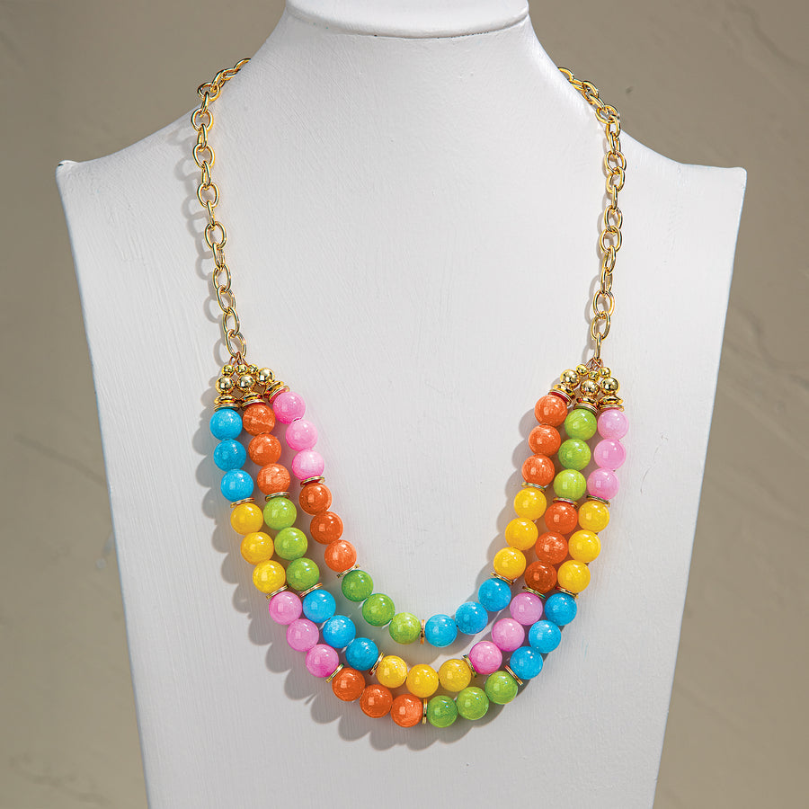 Rainbow Jade Multi-Strand Necklace