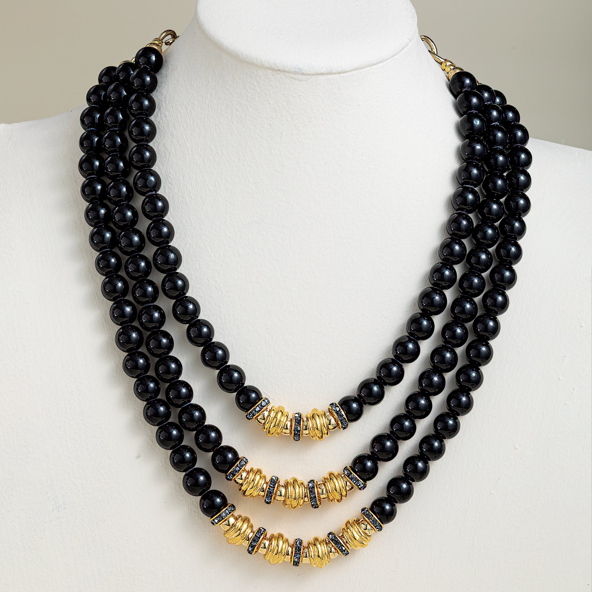 Black Jade Multistrand Statement Necklace
