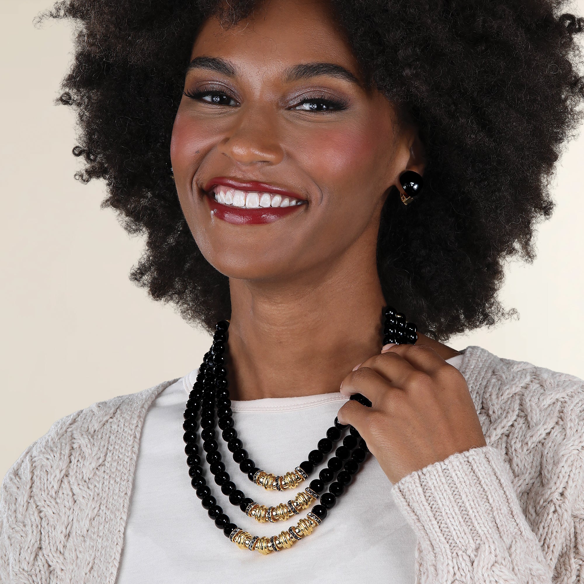 Black Jade Multistrand Statement Necklace