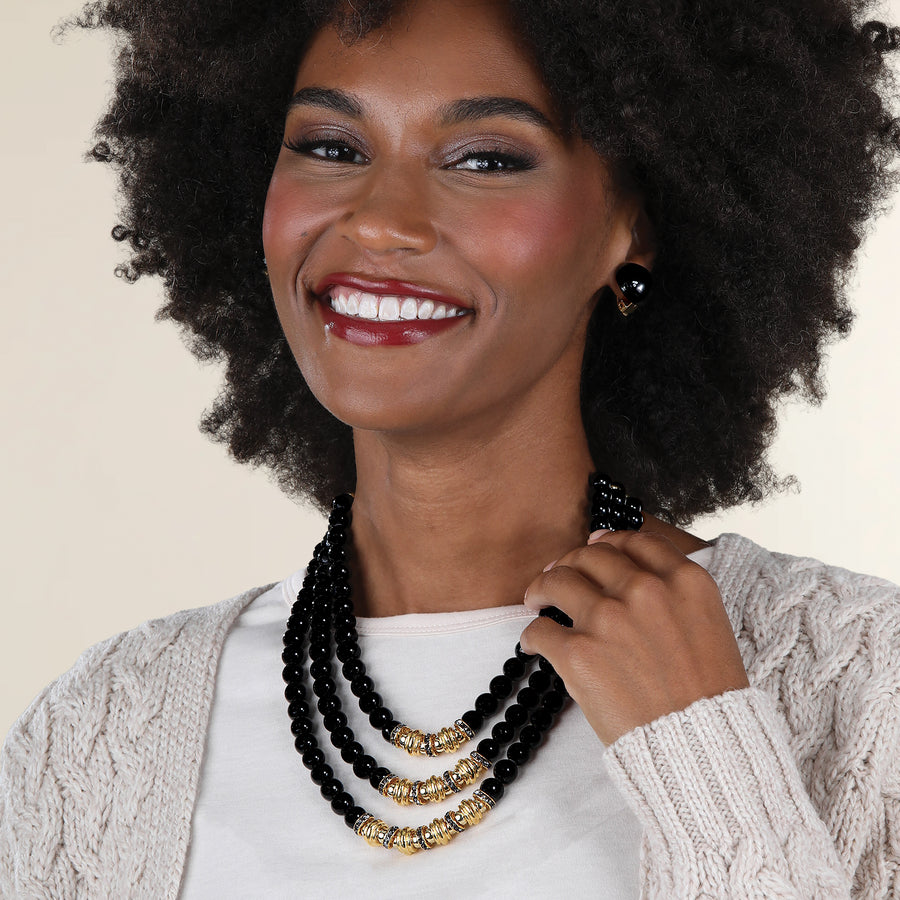 Black Jade Multistrand Statement Necklace