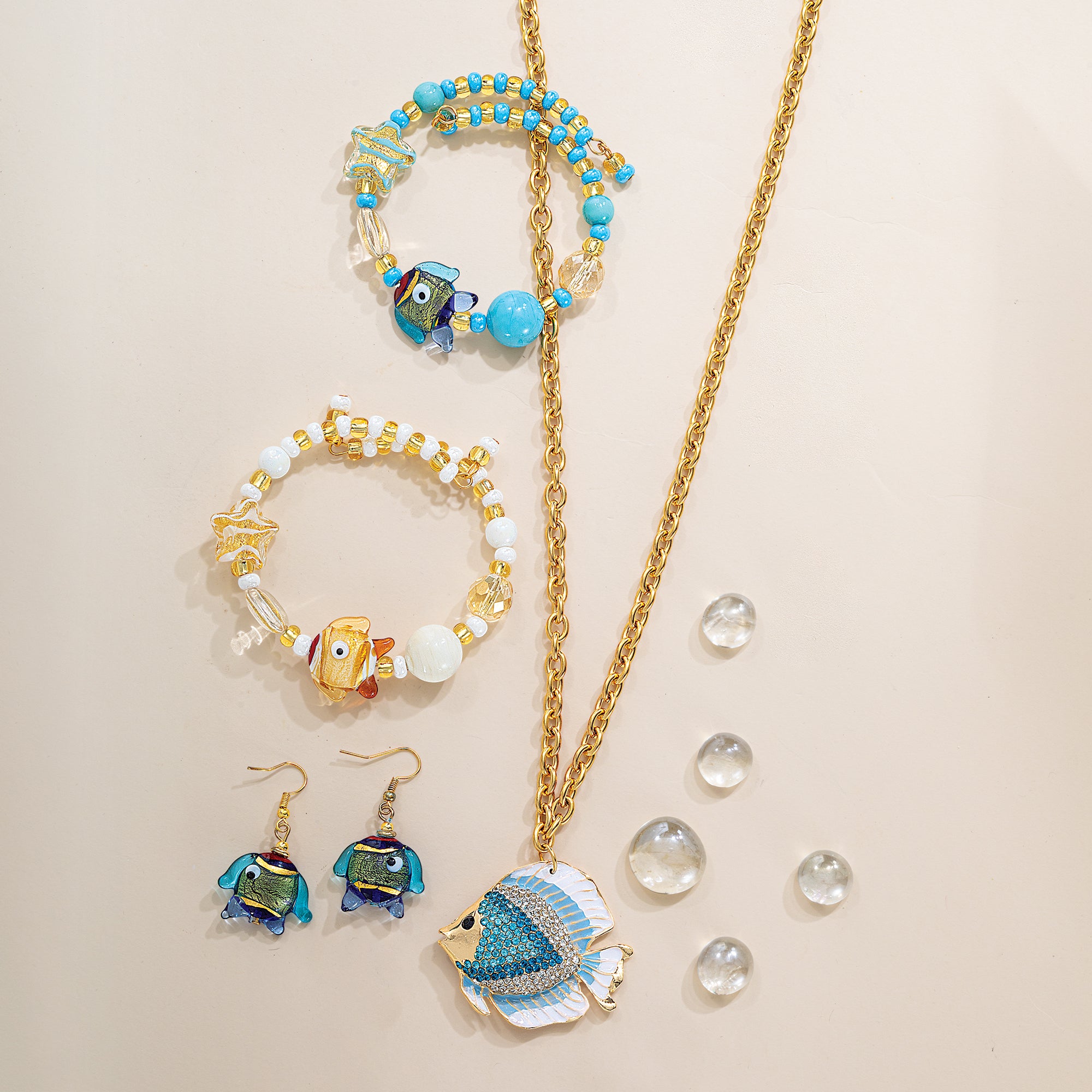 Sparkling Blue Fish Pendant Necklace