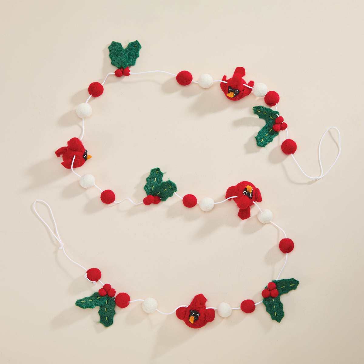 Cardinal & Holly Berry Felted Garland (Preorder)