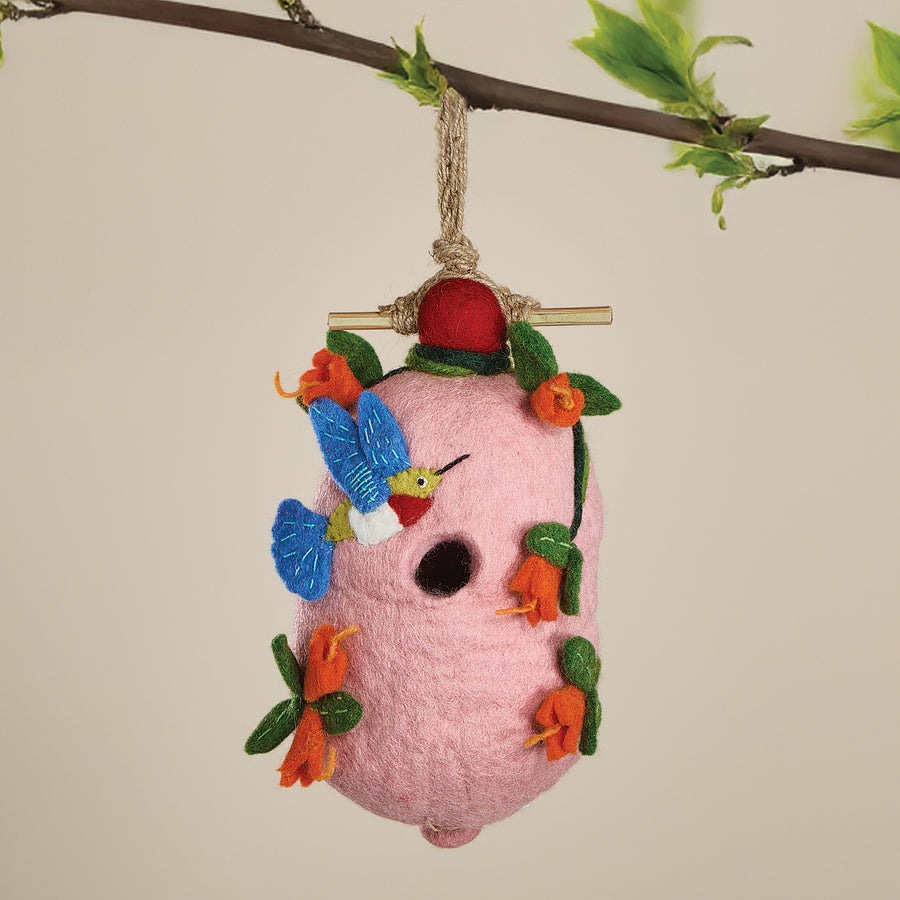 Felted Hummingbird Birdhouse