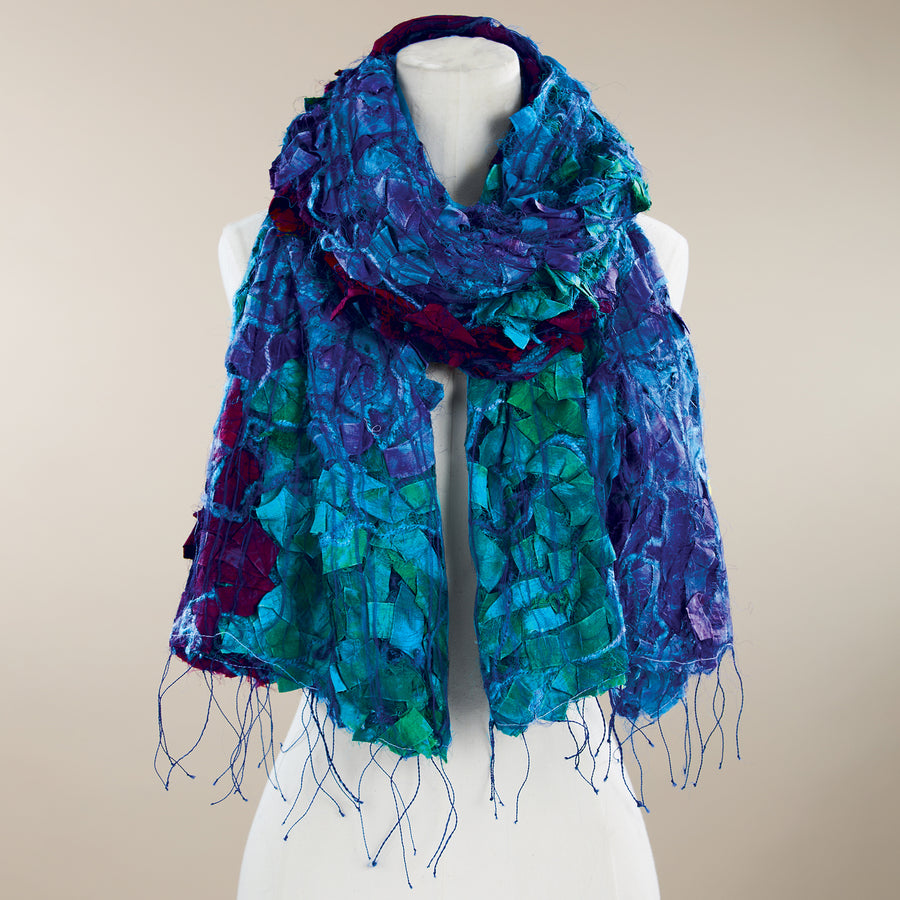 Hand Woven Jeweled Silk Scarf
