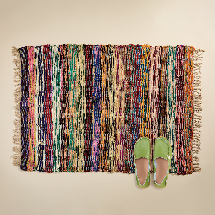 Hand Woven Rainbow Silk Accent Rug (Preorder)
