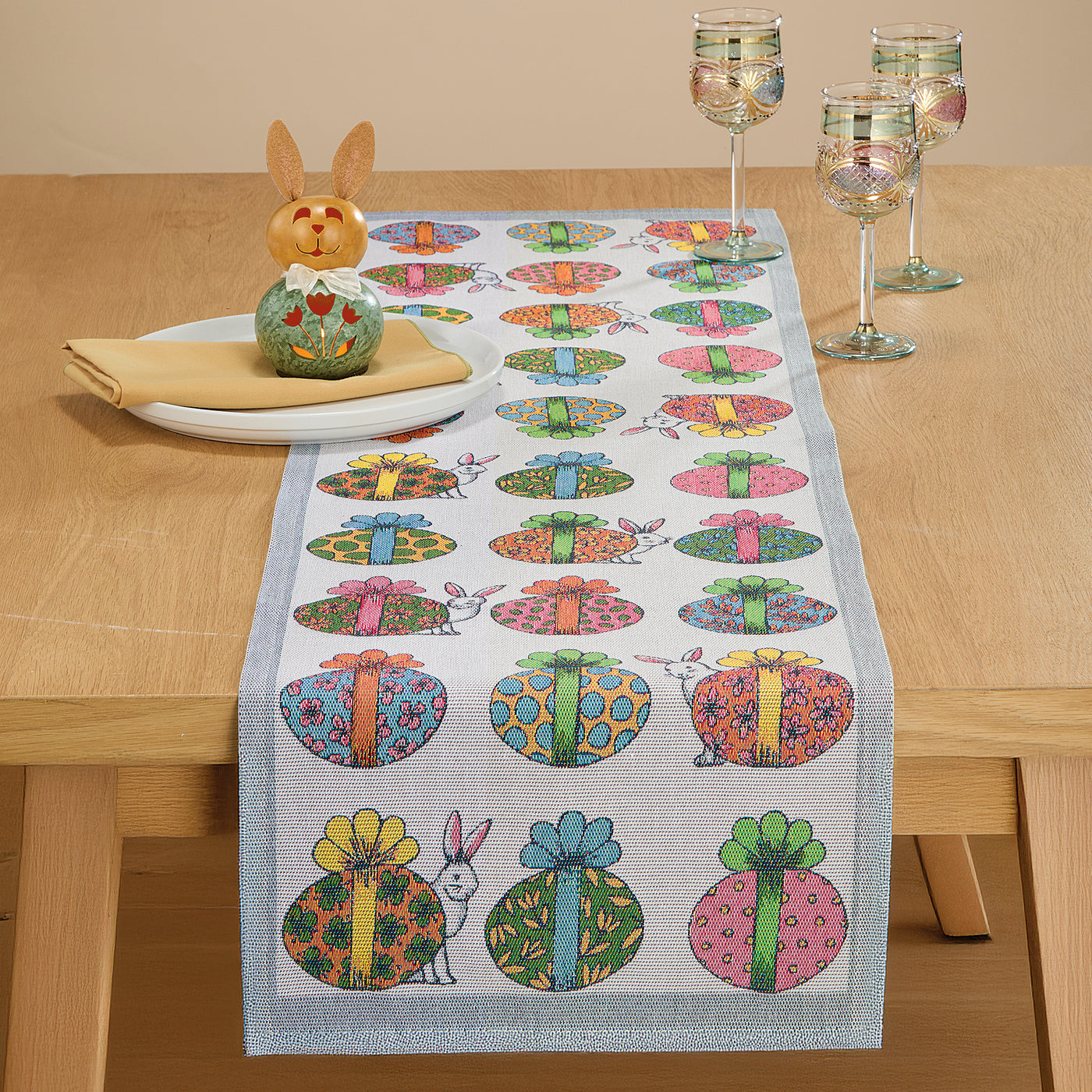 Easter Eggs & Bunnies Table Runner