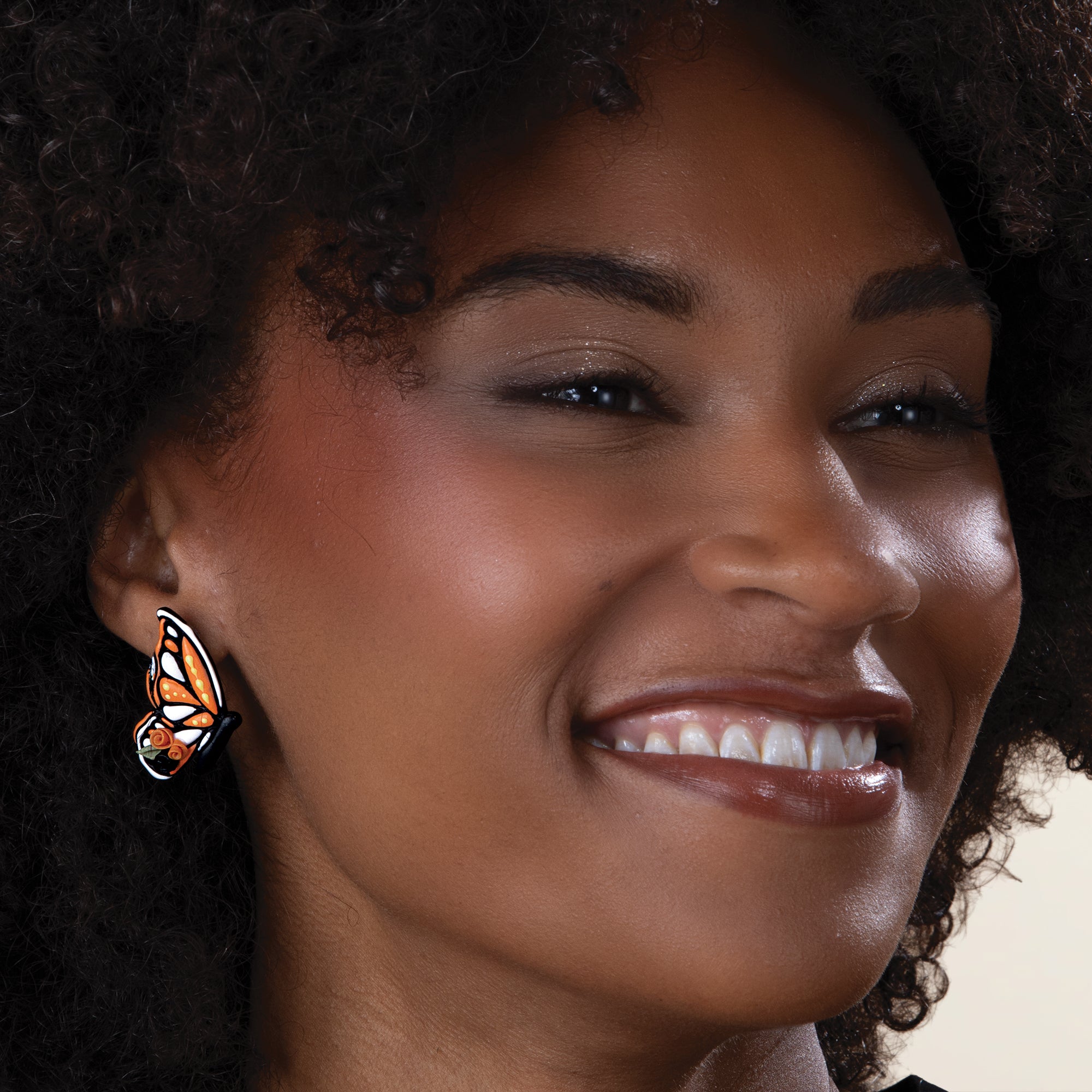 Rosette Monarch Butterfly Clay Earrings