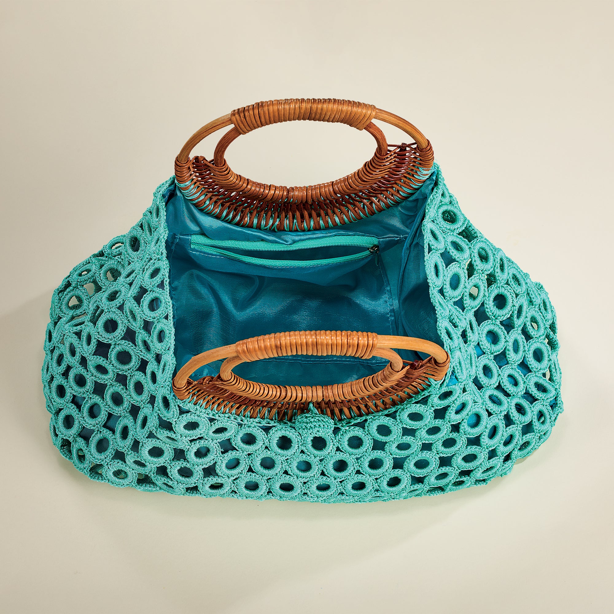 Aqua Crocheted Italian Handbag