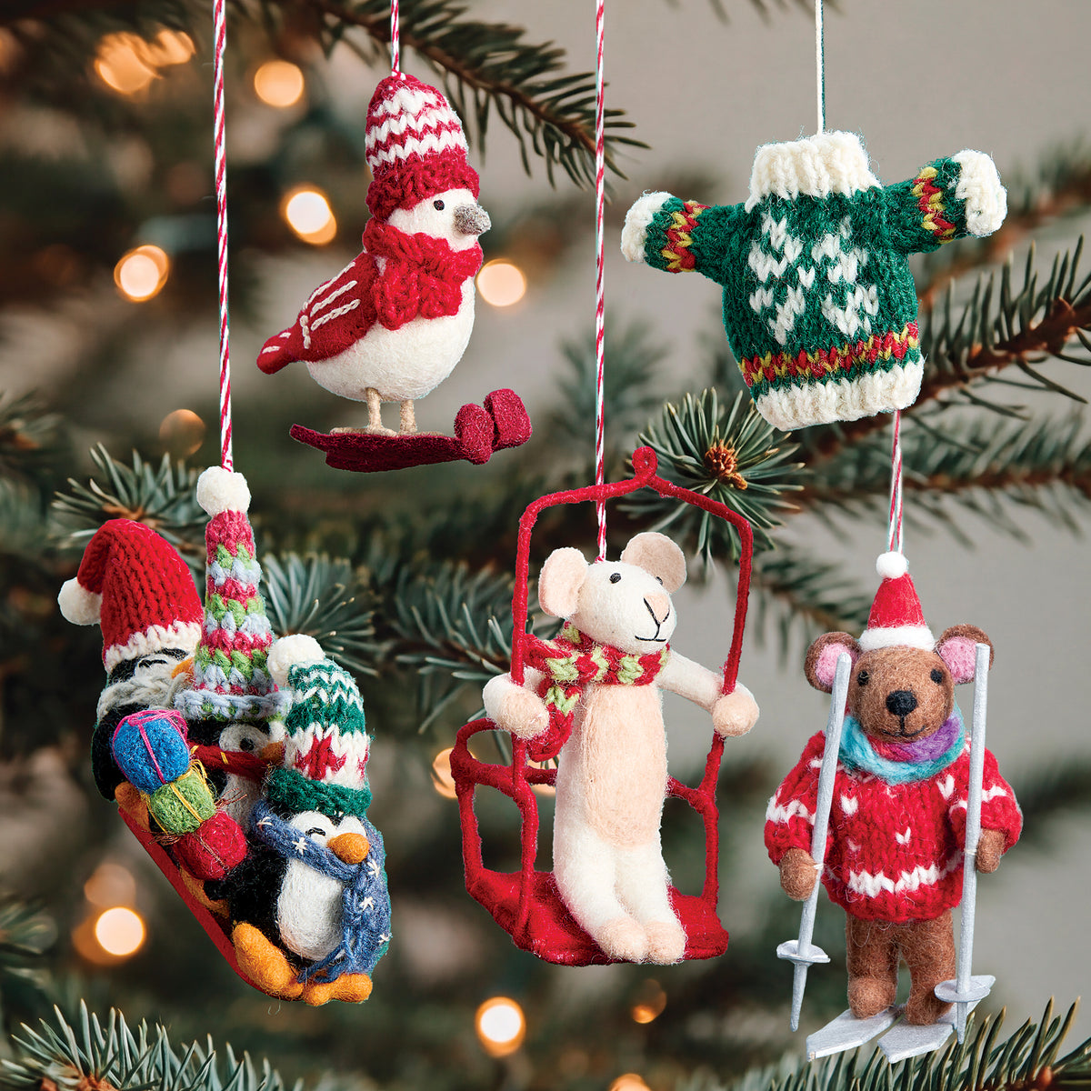 Whimsical Winter Sports Ornaments, Set of 5 (Preorder)