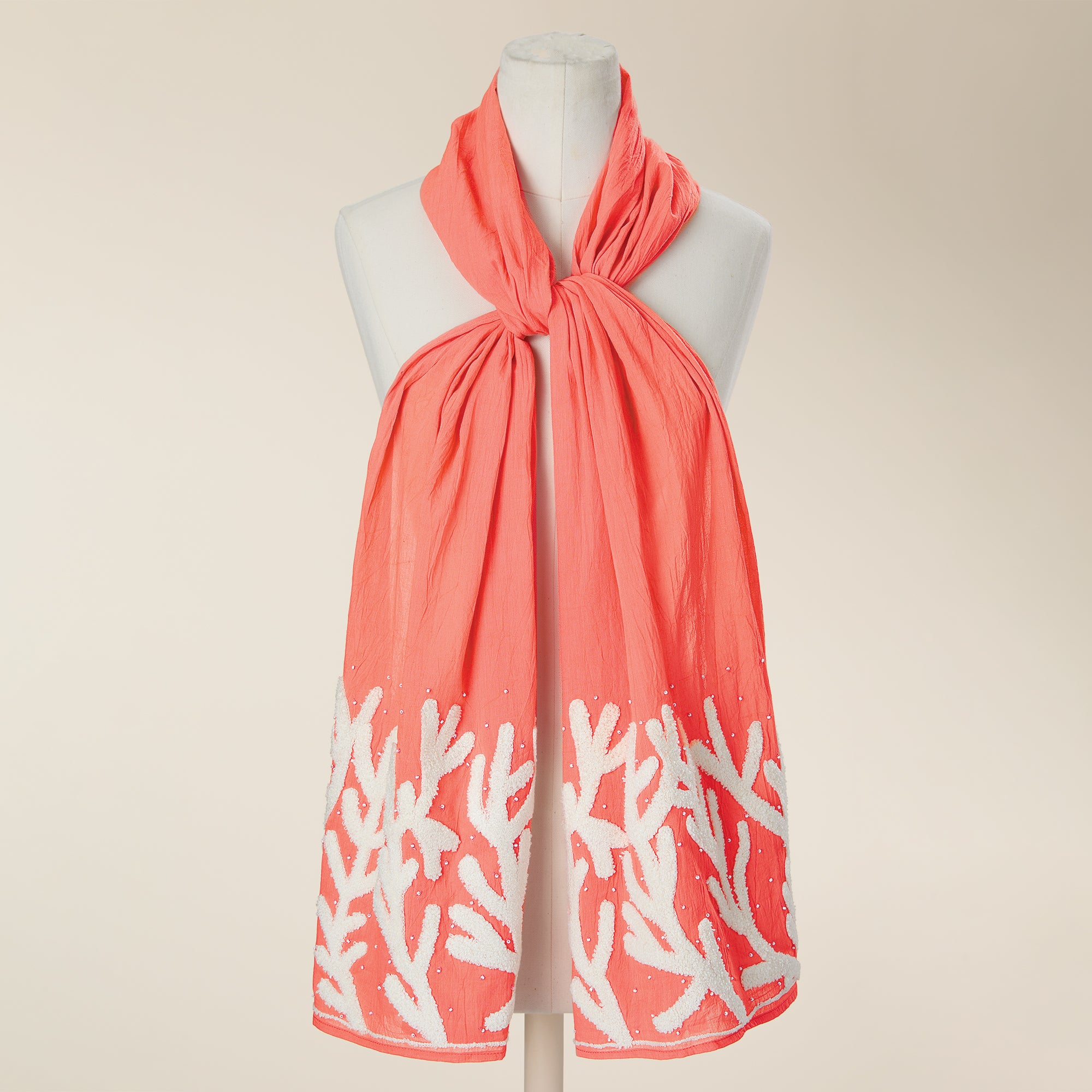 Embroidered Sea Coral Scarf