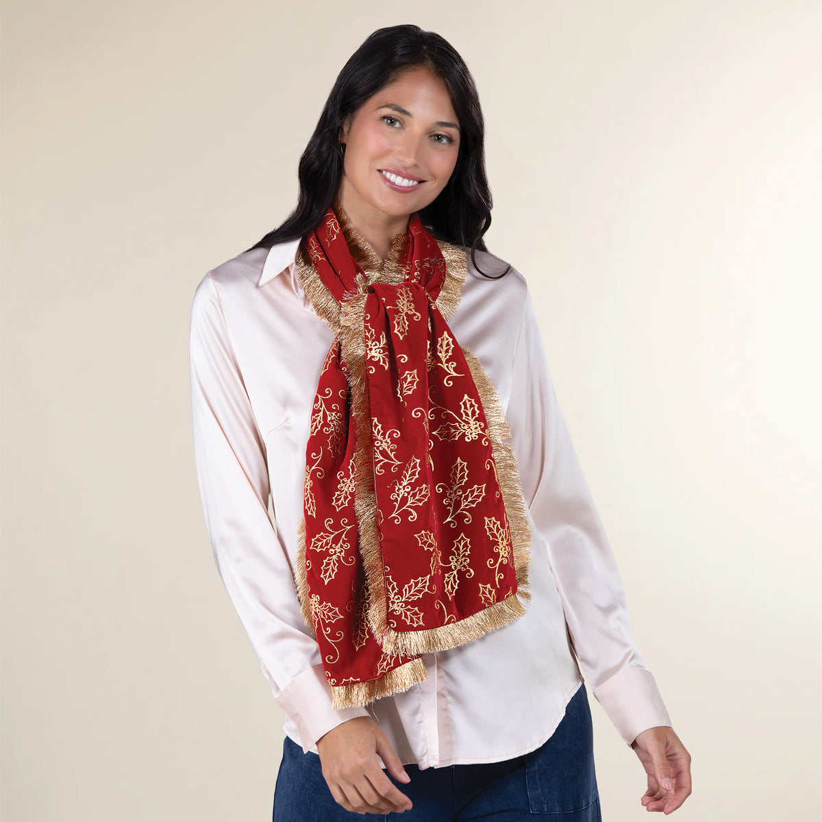 Red Velvet Christmas Motif Scarf (Preorder)