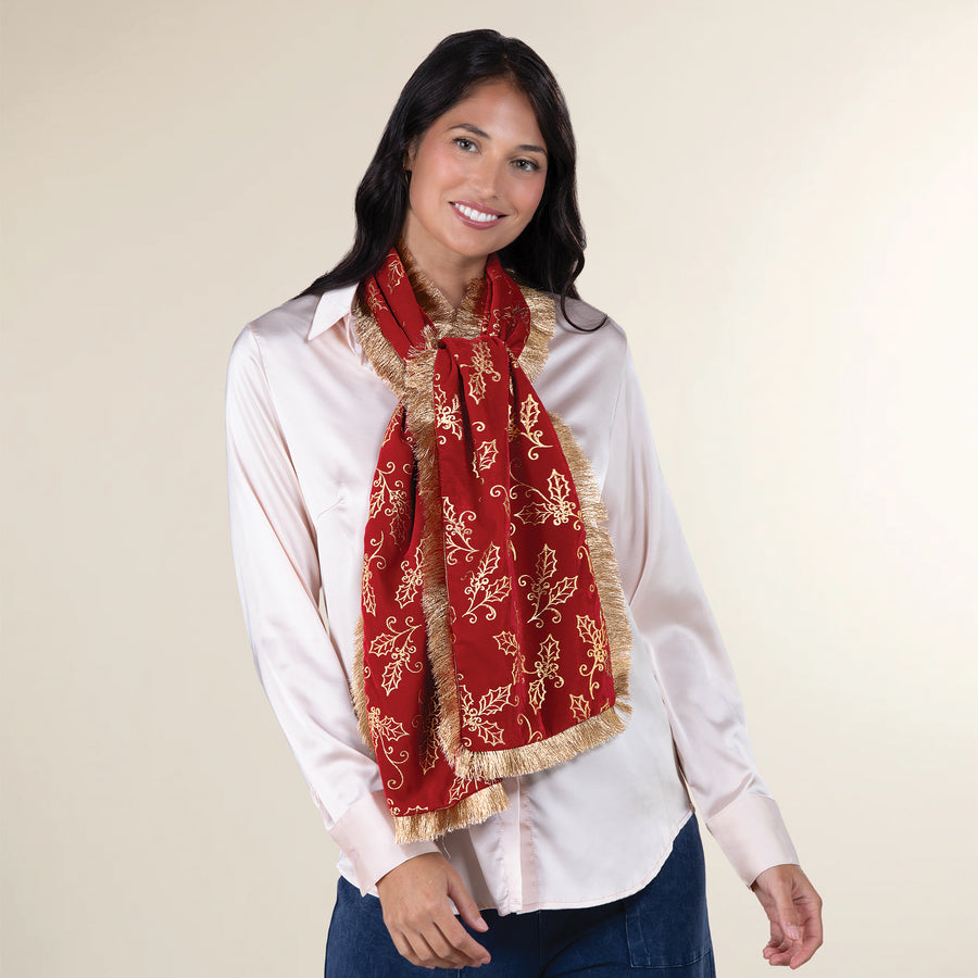 Red Velvet Christmas Motif Scarf (Preorder)