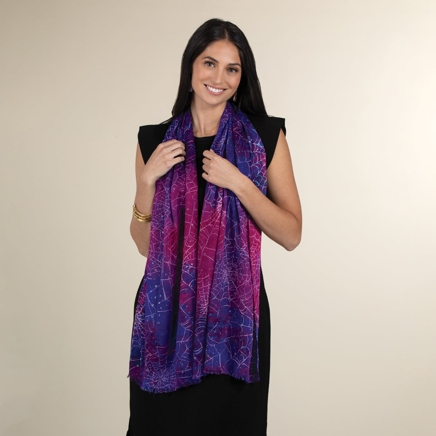 Sparkling Spider Webs Ombre Scarf