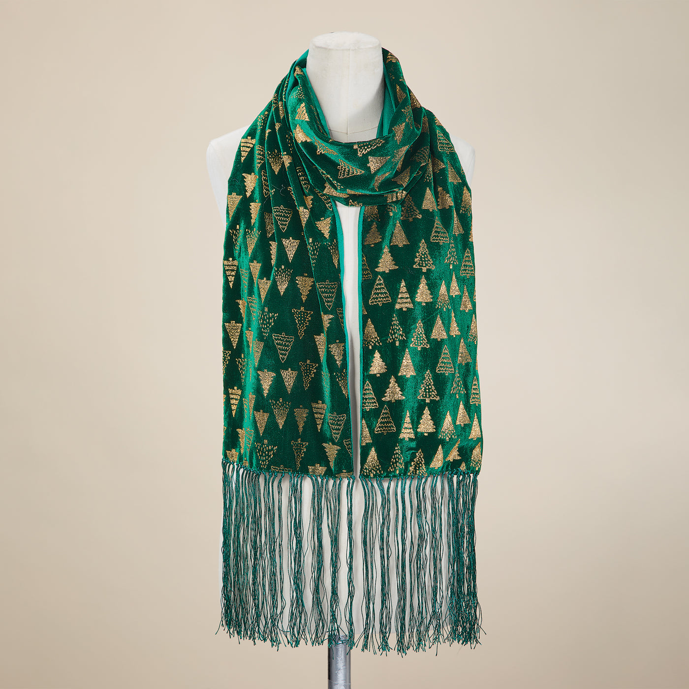 Green & Gold Velvet Christmas Dreams Scarf