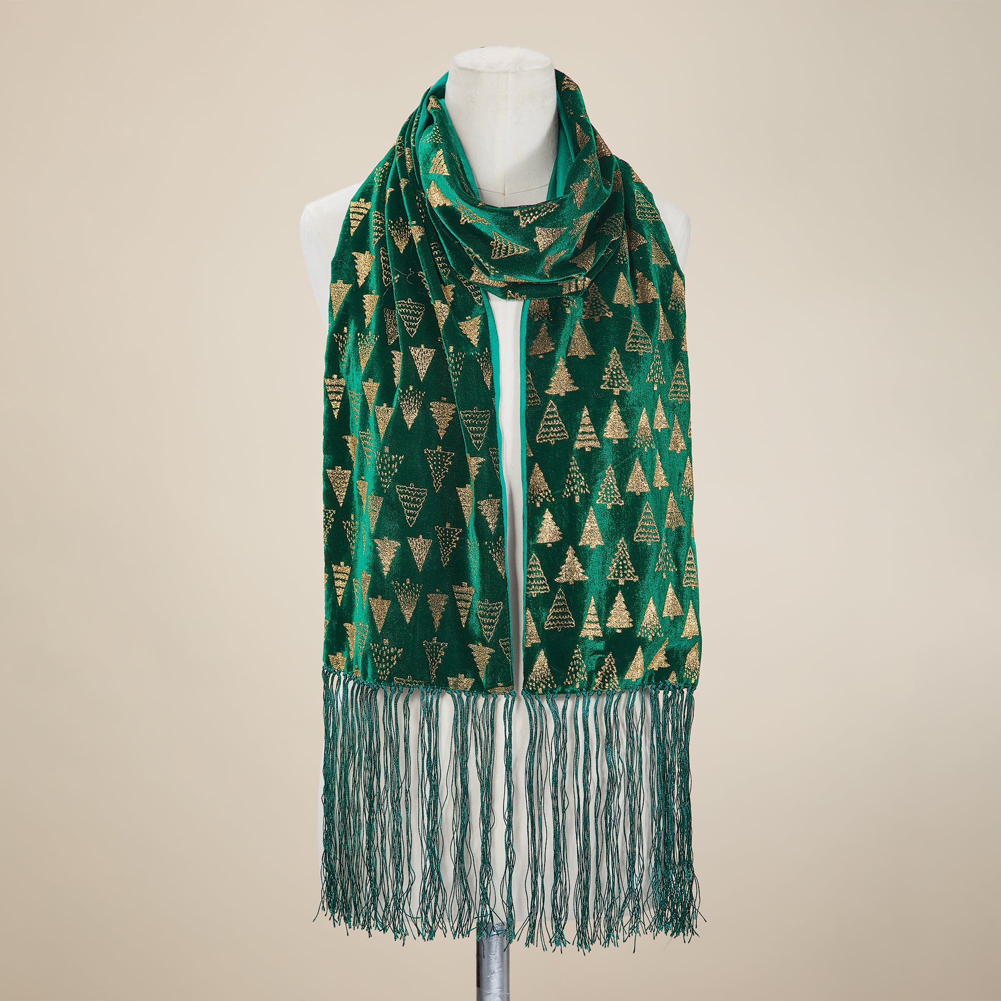 Green & Gold Velvet Christmas Dreams Scarf