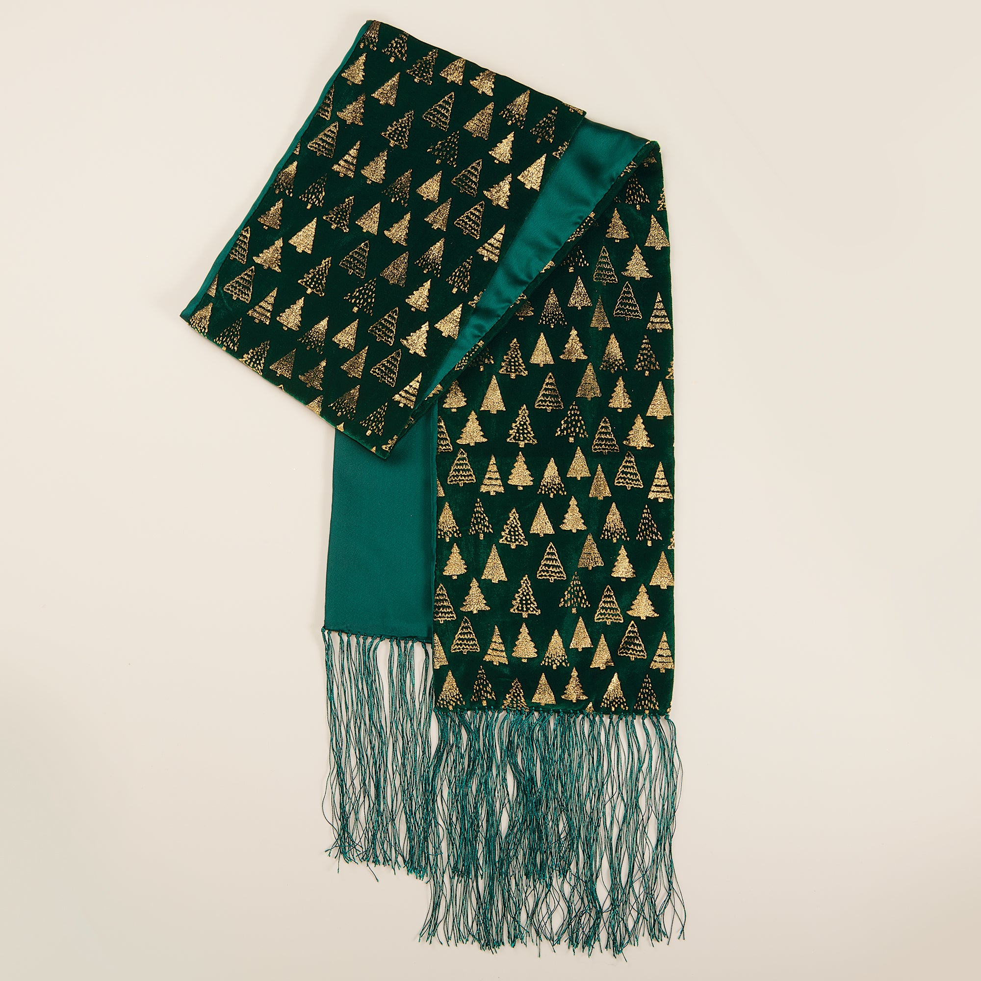 Green & Gold Velvet Christmas Dreams Scarf | Uno Alla Volta