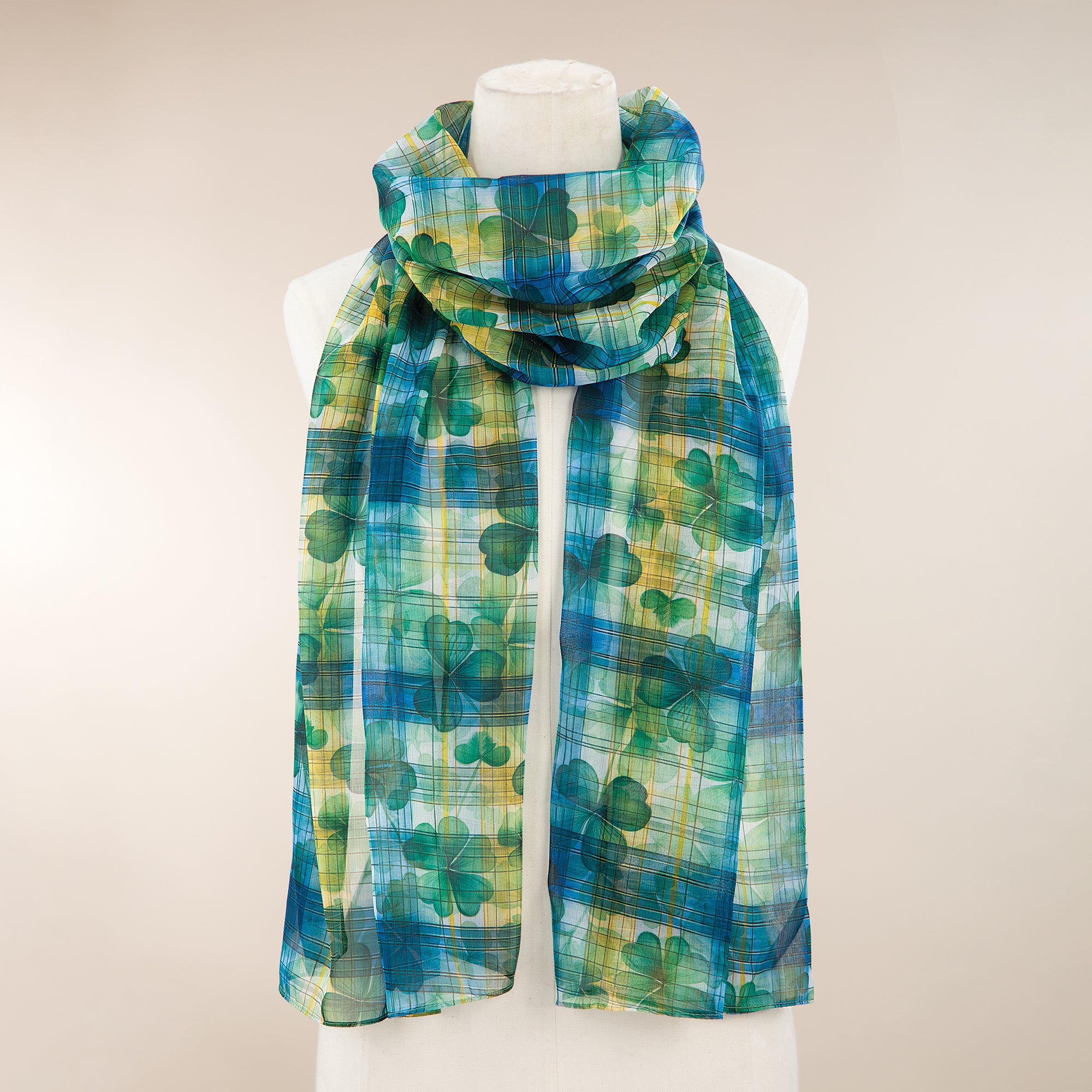 Watercolor Plaid Shamrock Scarf