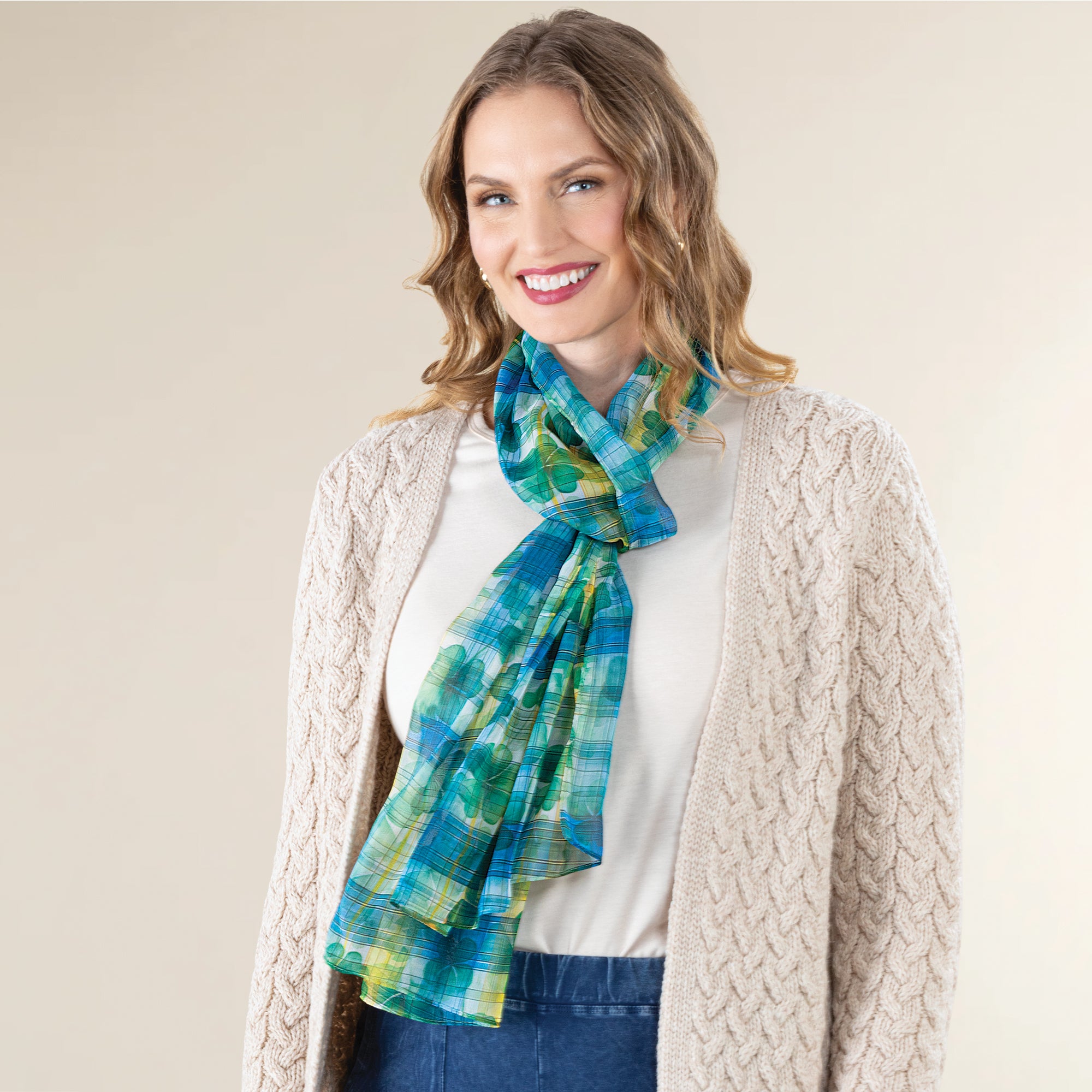 Watercolor Plaid Shamrock Scarf