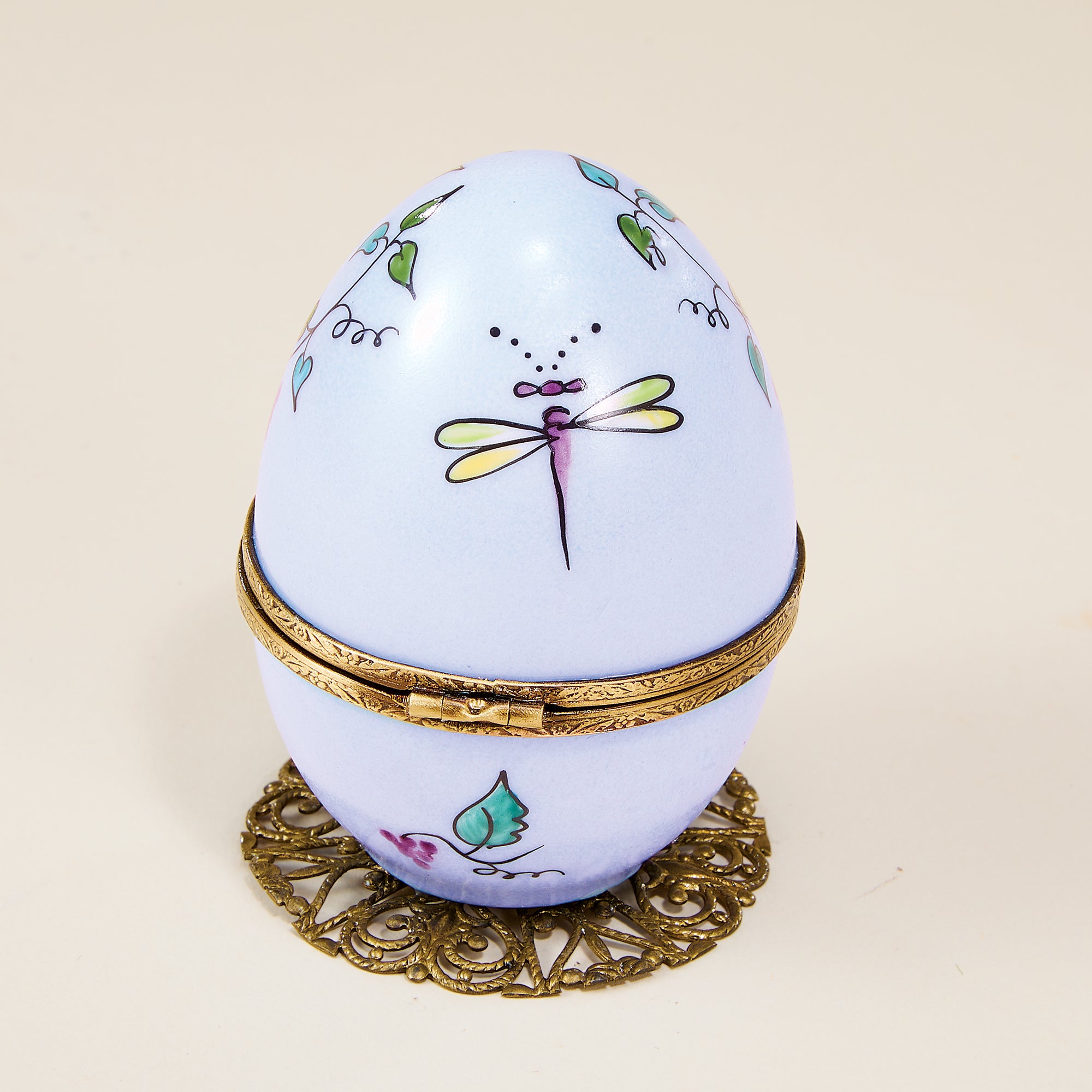 Limoges Porcelain Musical Butterfly Egg