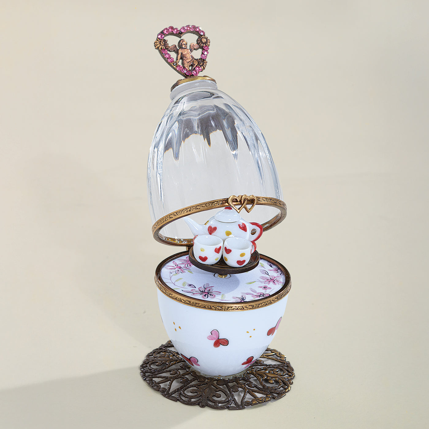 Limoges Porcelain & Glass Tea Time Egg