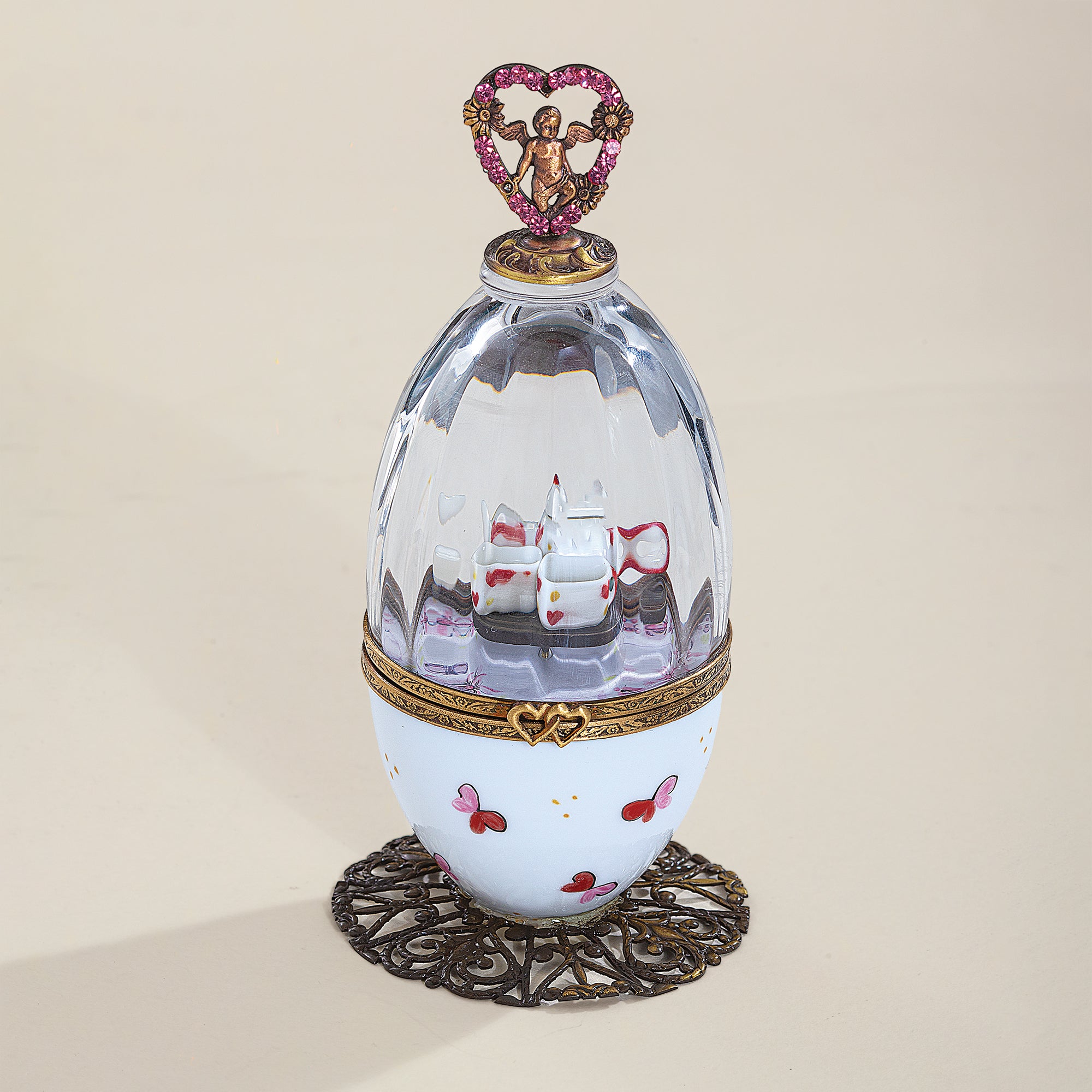 Limoges Porcelain & Glass Tea Time Egg