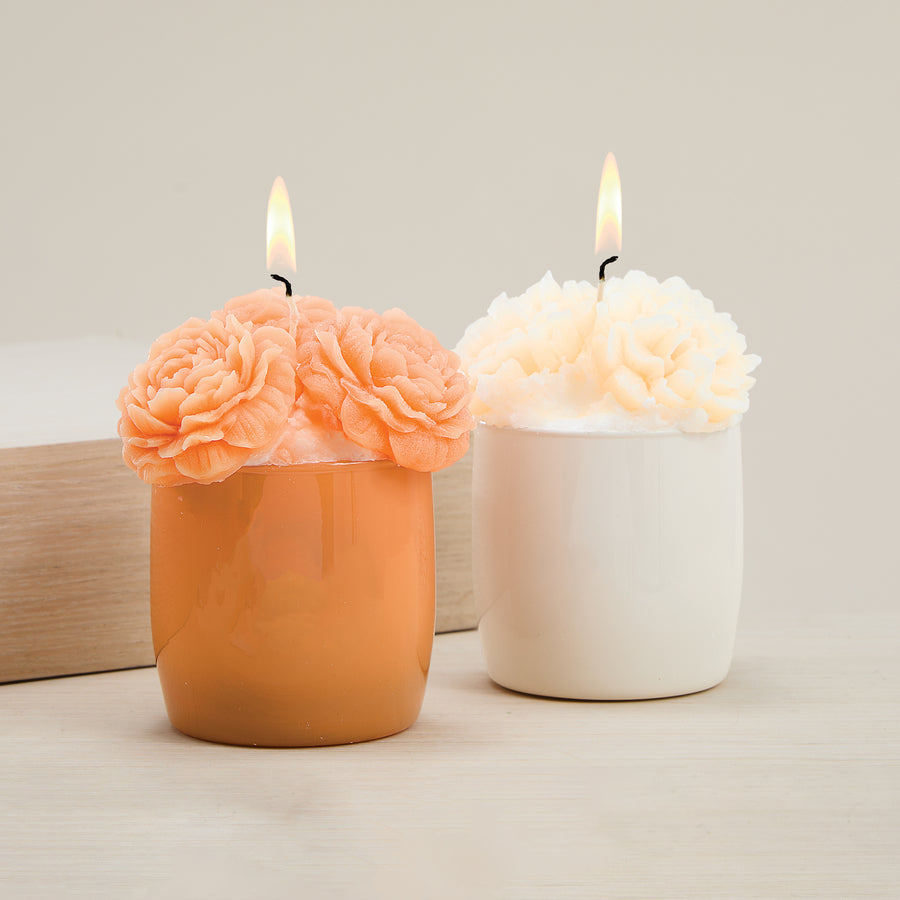 Carnation Blossoms Potted Candle