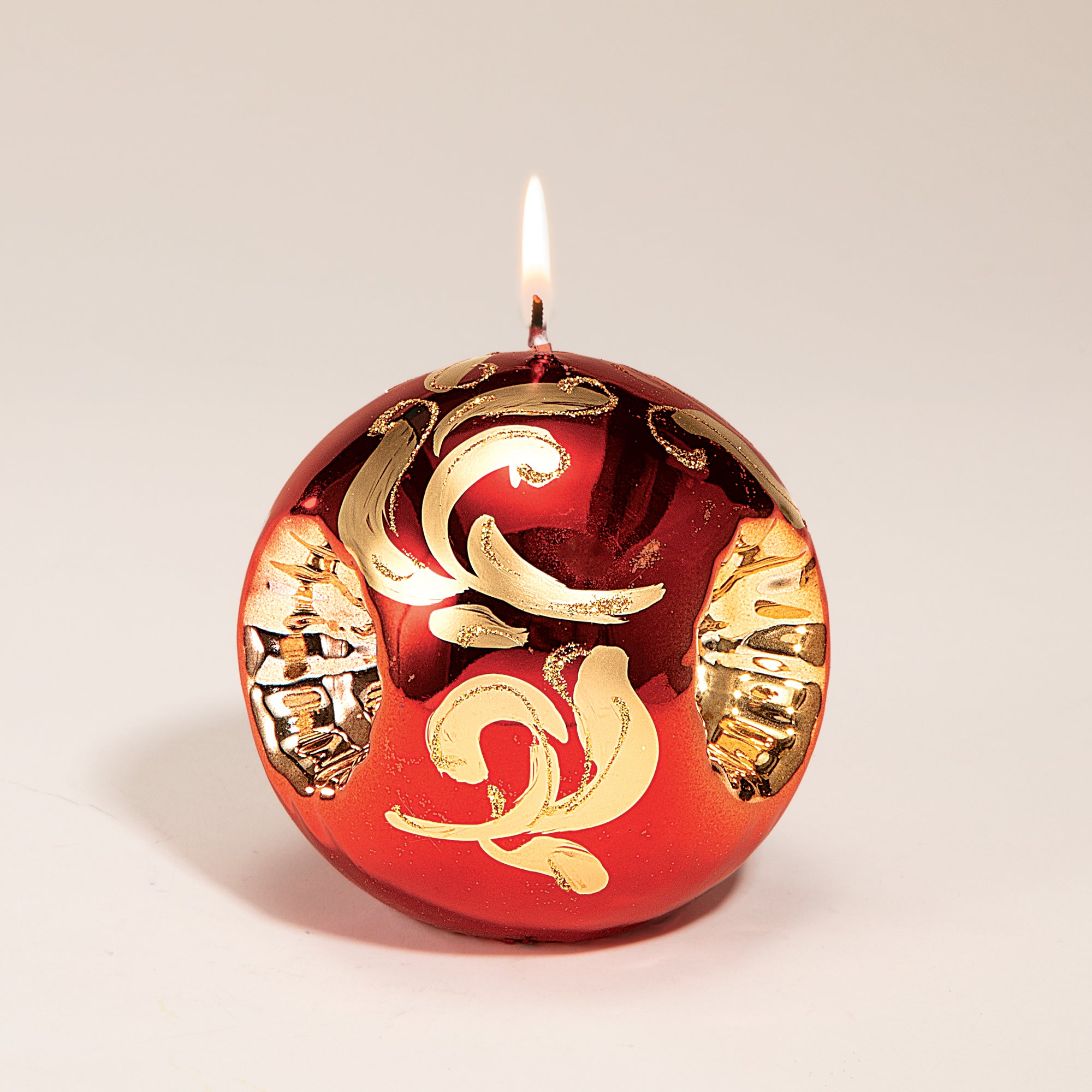 Red & Gold Metallic Holiday Candle