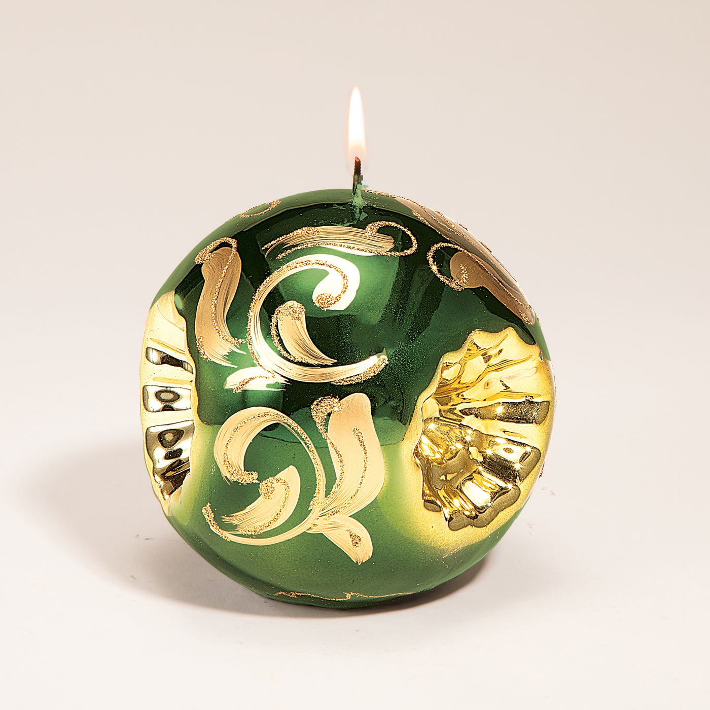 Green & Gold Metallic Holiday Candle