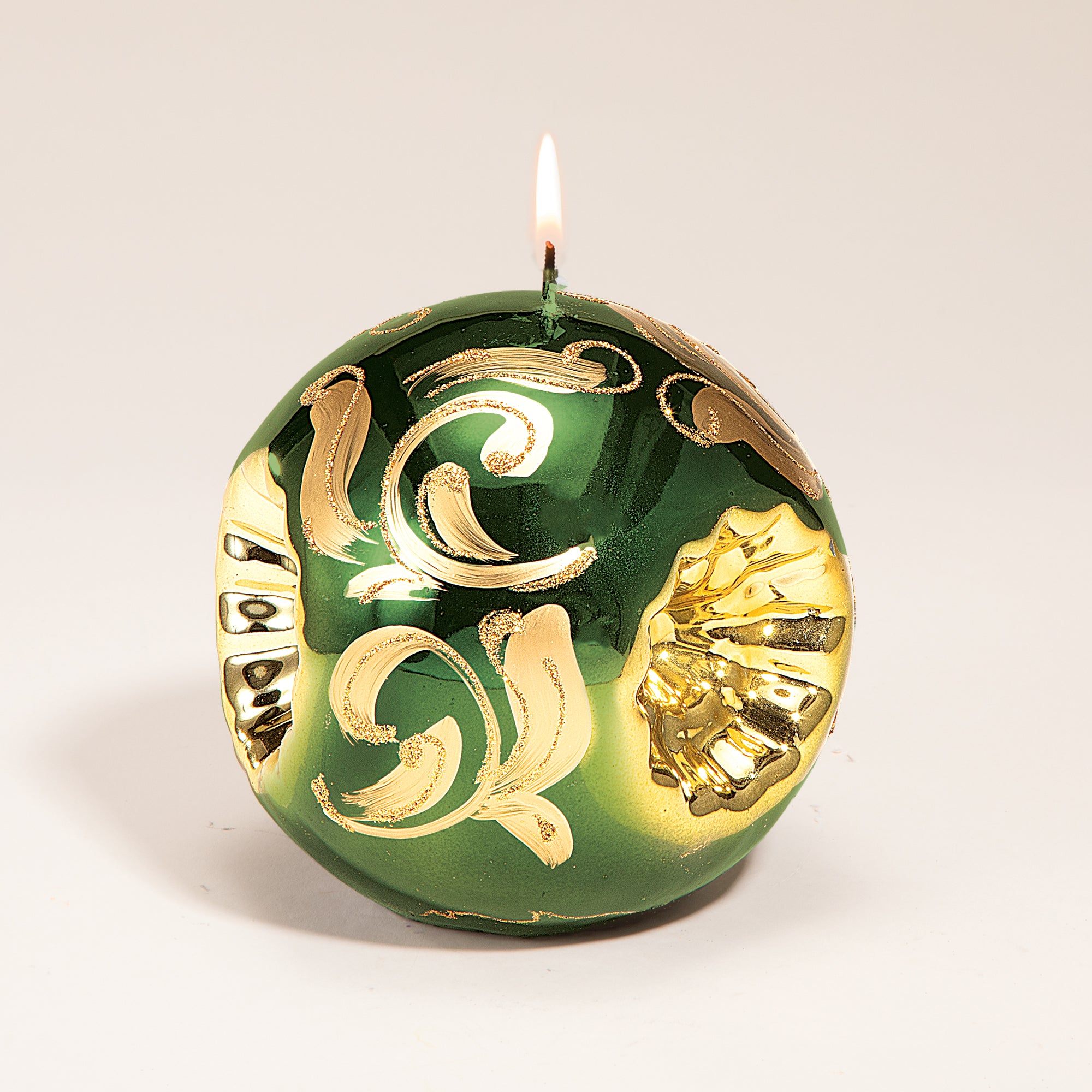 Green & Gold Metallic Holiday Candle