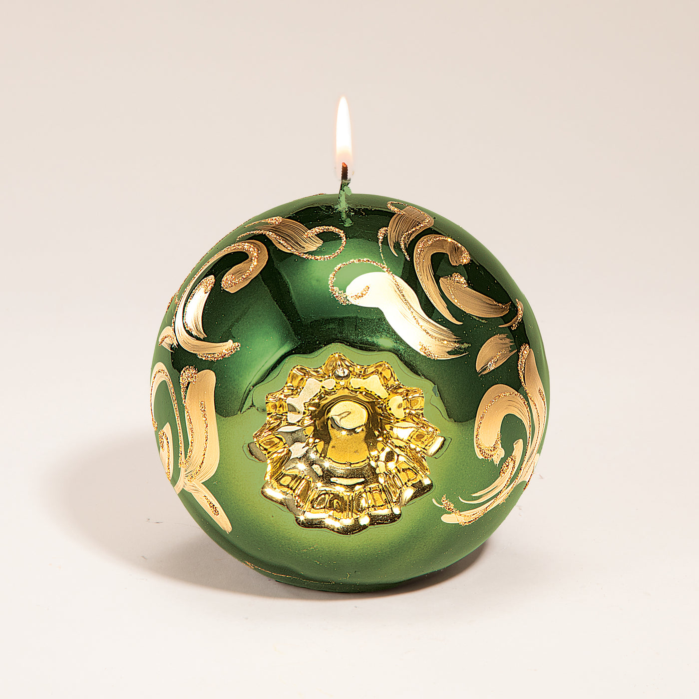 Green & Gold Metallic Holiday Candle