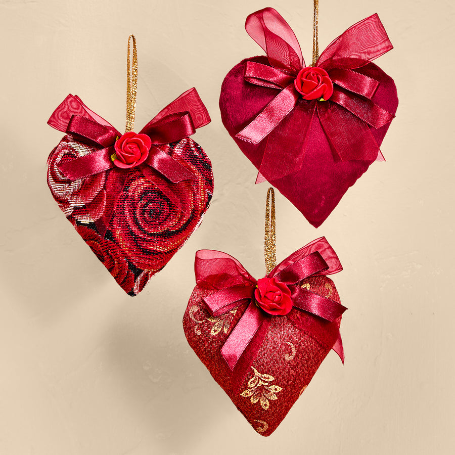 Hand-Stitched Lavender Scented Heart Sachets Set of 3