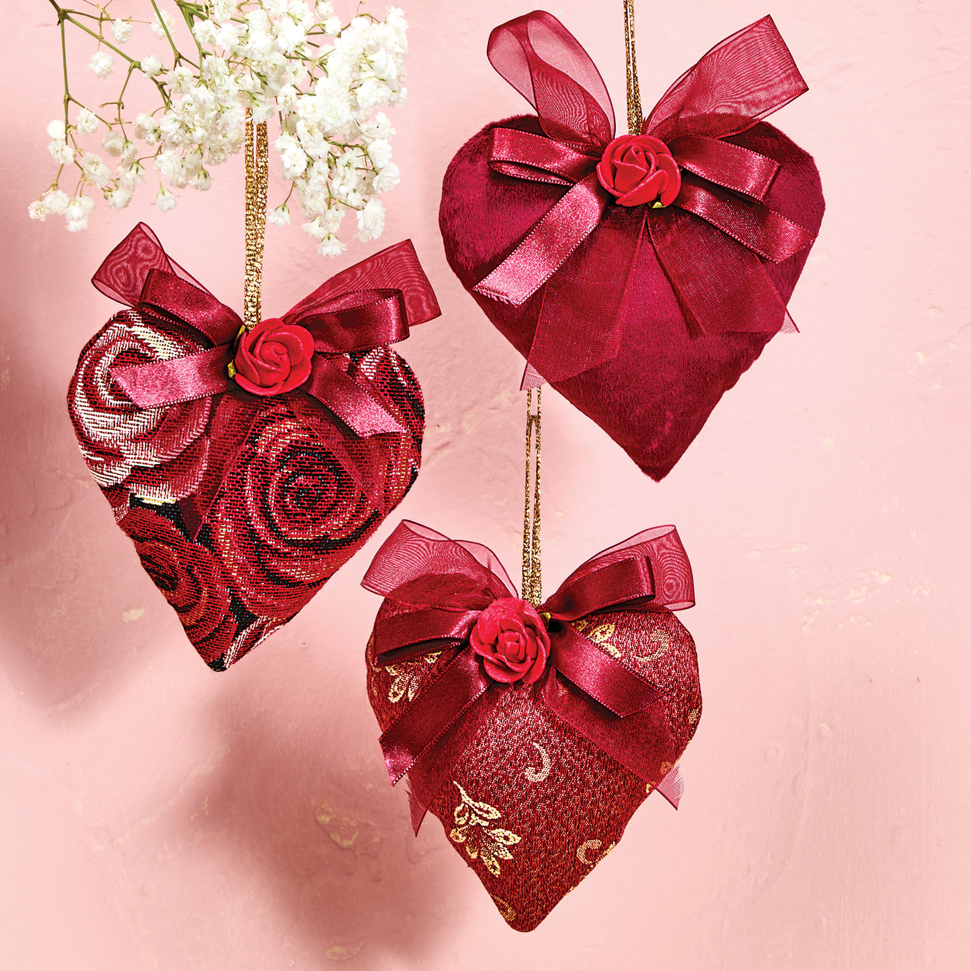 Hand-Stitched Lavender Scented Heart Sachets Set of 3