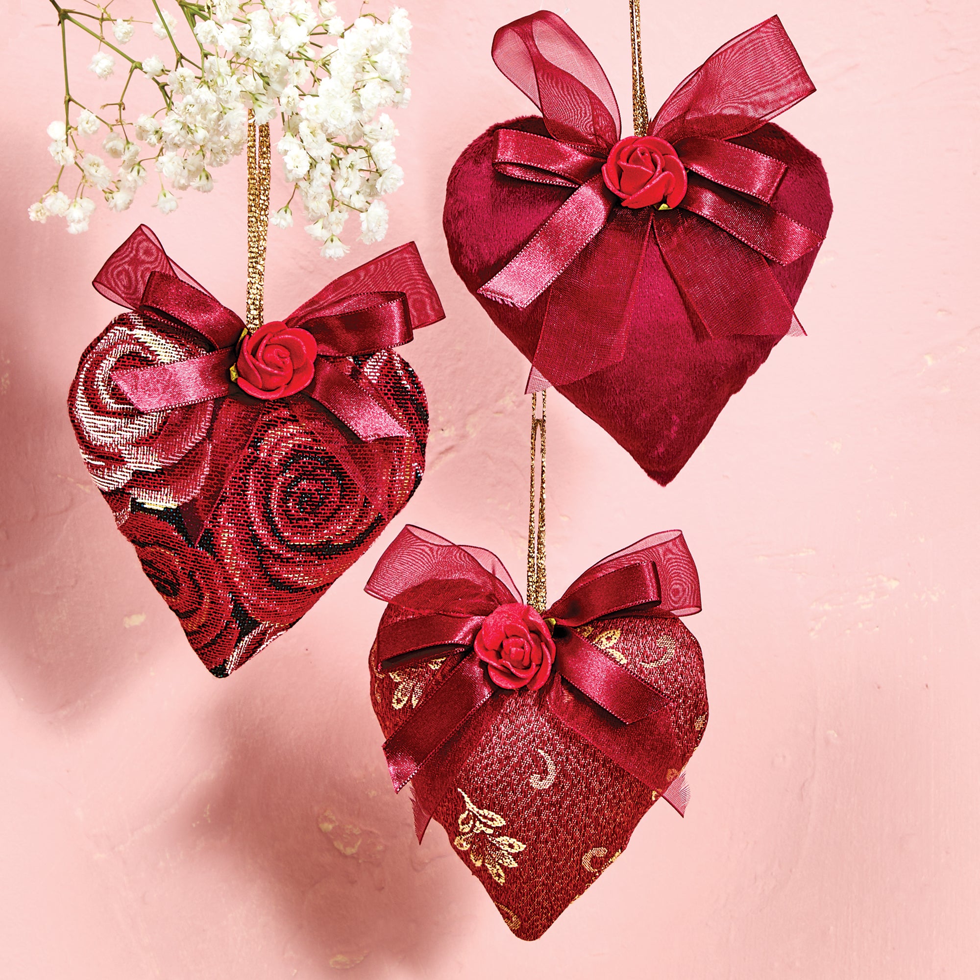 Hand-Stitched Lavender Scented Heart Sachets Set of 3