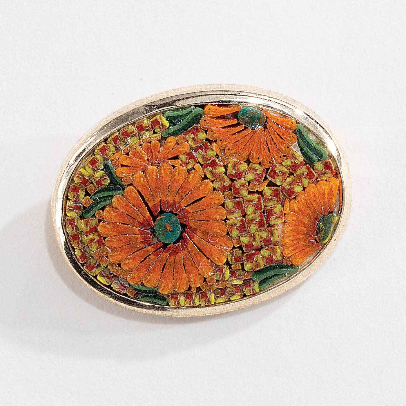 Murano Glass Florentine Mosaic Sunflower Brooch (Preorder)