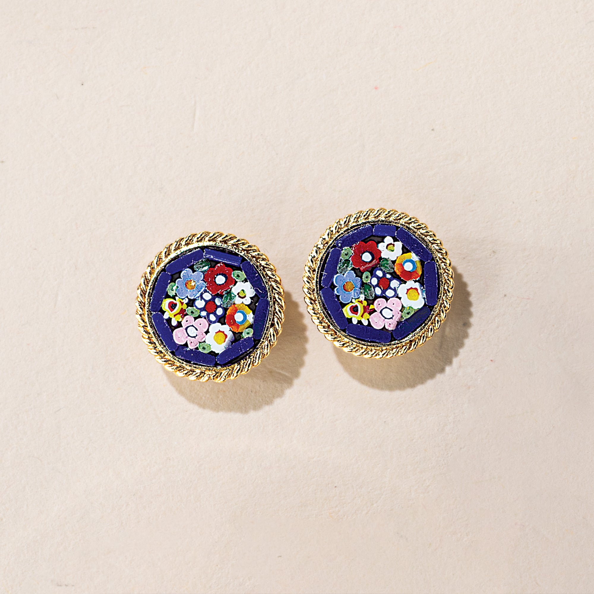 Murano Glass Pretty Posies Florentine Mosaic Earrings (Preorder)