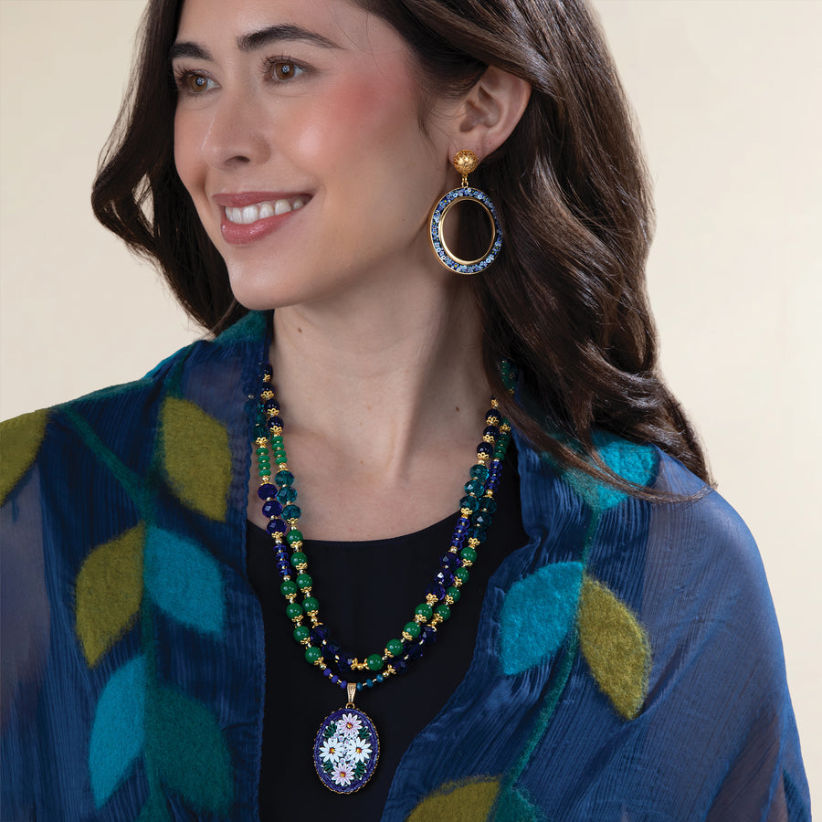 Murano Glass Florentine Mosaic Open Circle Earrings (Preorder)