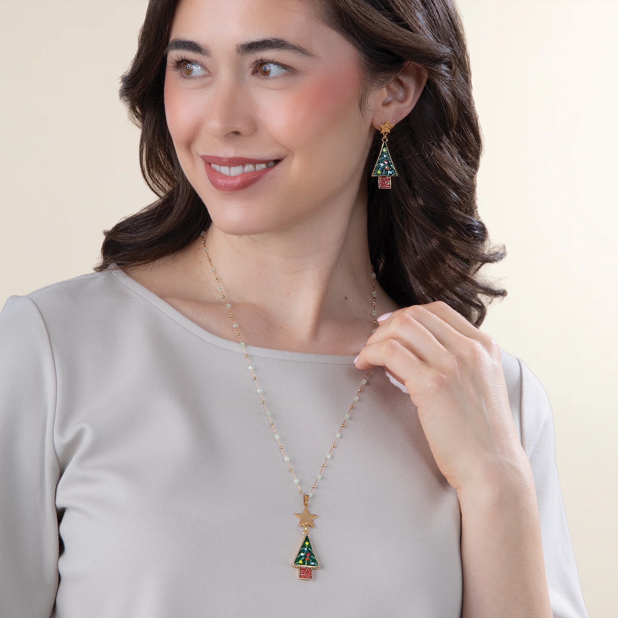 Murano Glass Florentine Mosaic Christmas Tree Earrings (Preorder)