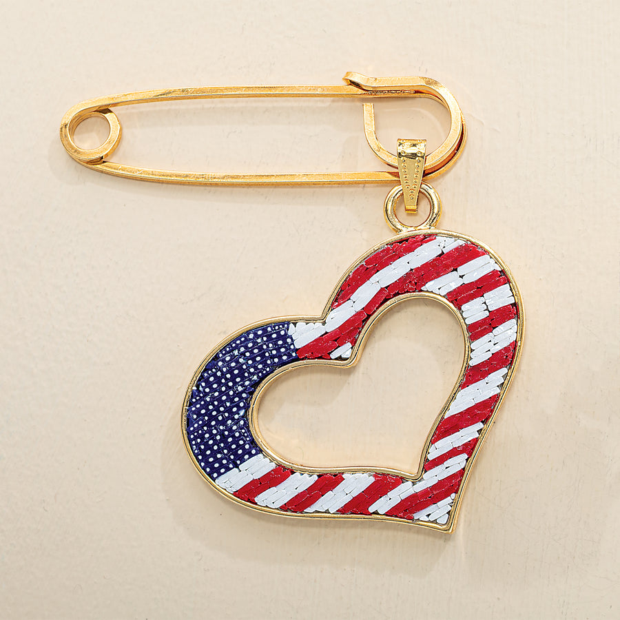 Majesty & Millefiori Mosaic Open Heart Pin/Pendant