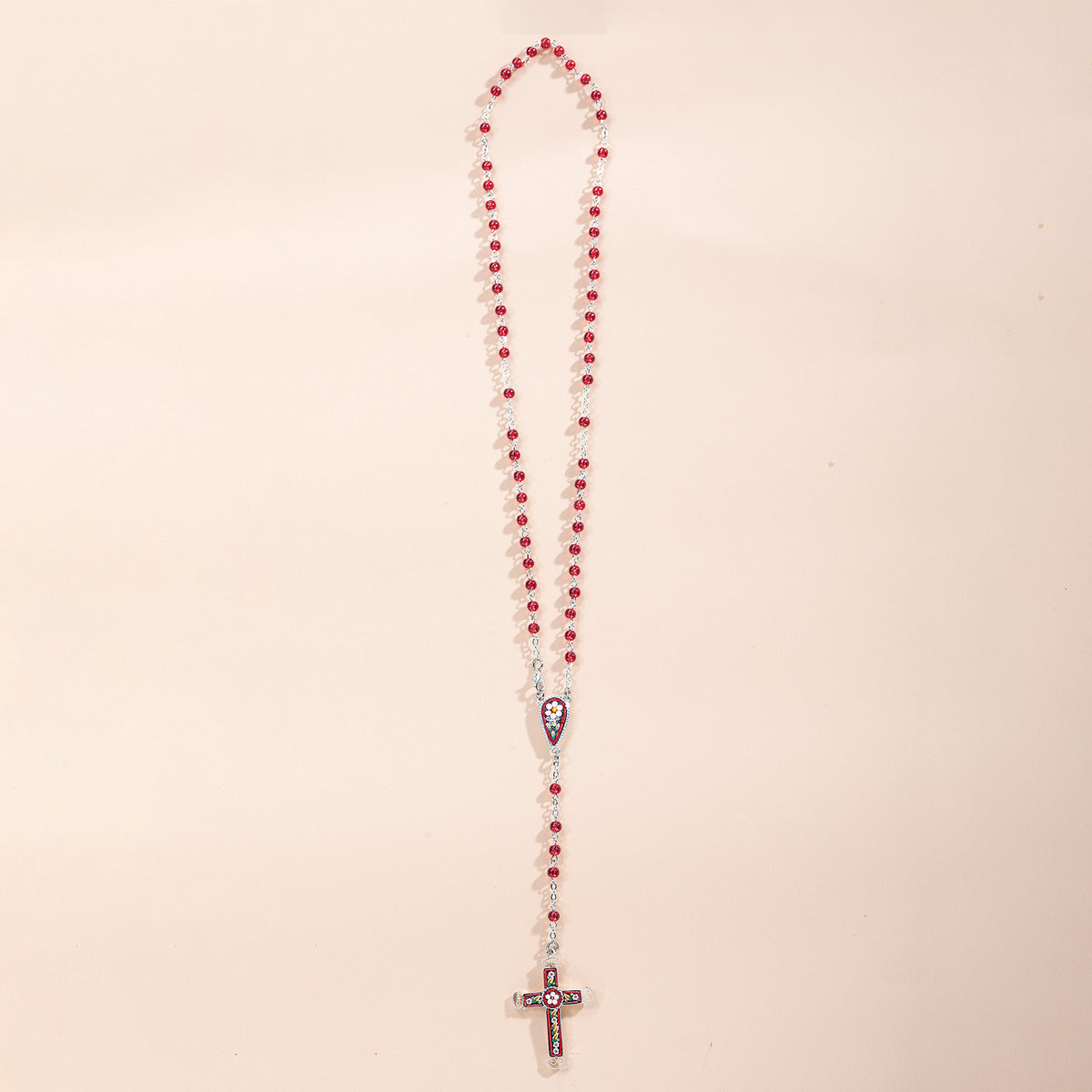 Murano Glass Crimson Florentine Mosaic Rosary (Preorder)