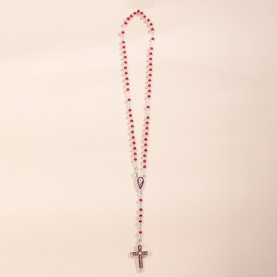 Murano Glass Crimson Florentine Mosaic Rosary (Preorder)