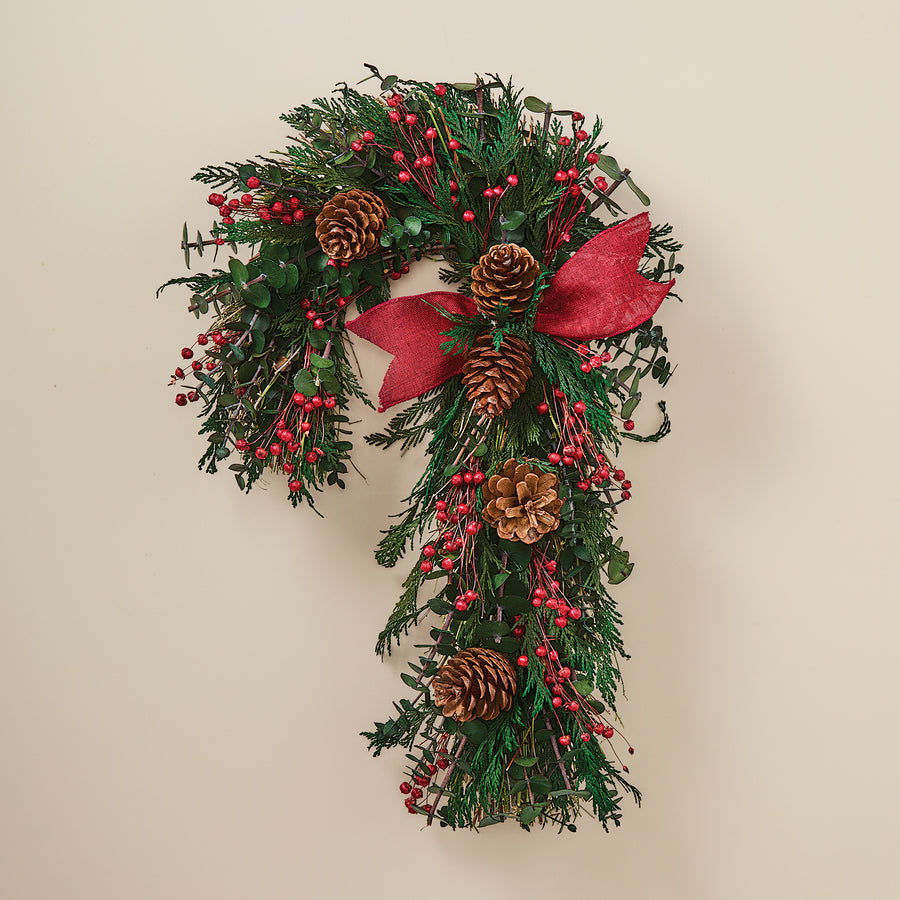 Cedar Candy Cane Wreath