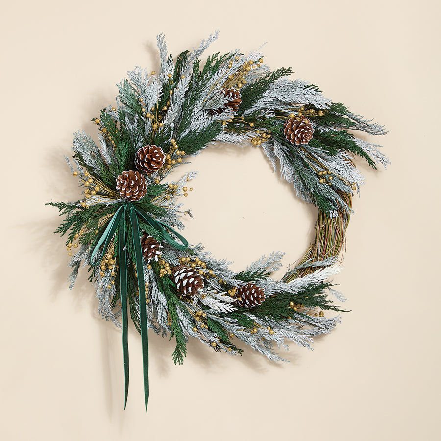Snowy Cedar & Pinecones Wreath (Preorder)
