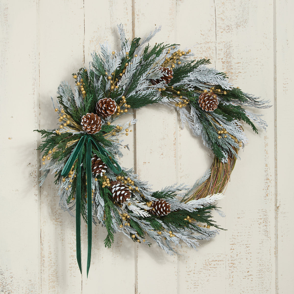 Snowy Cedar & Pinecones Wreath (Preorder)