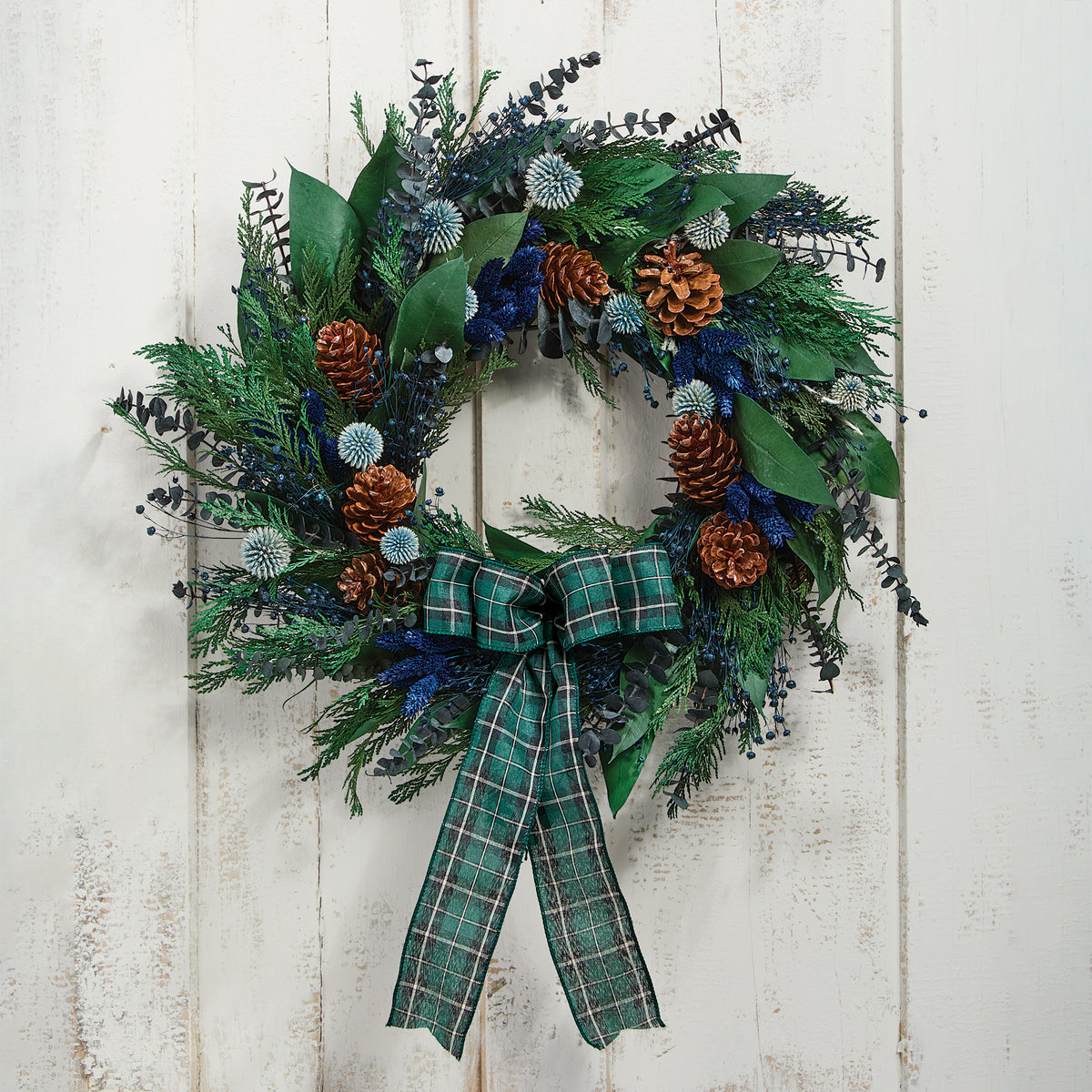 Thistletoe & Tartan Holiday Wreath