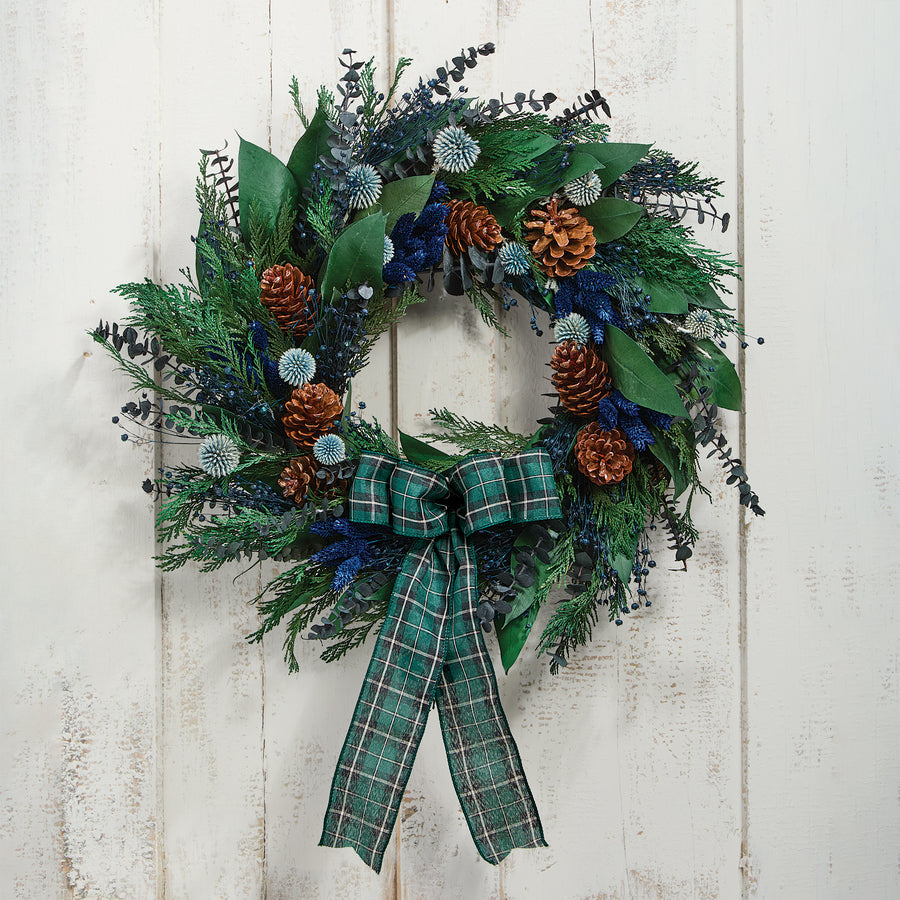 Thistletoe & Tartan Holiday Wreath