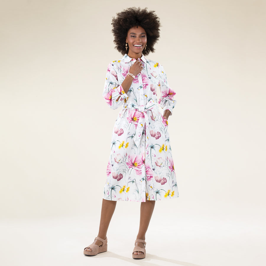 Cheerful Tulips Button-Front Dress