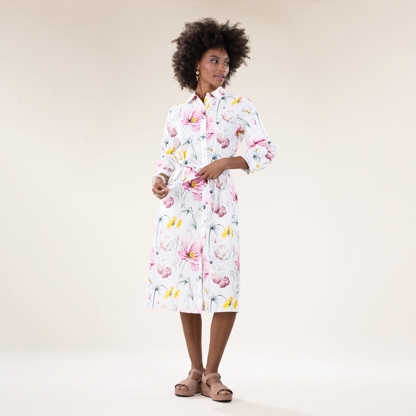 Cheerful Tulips Button-Front Dress